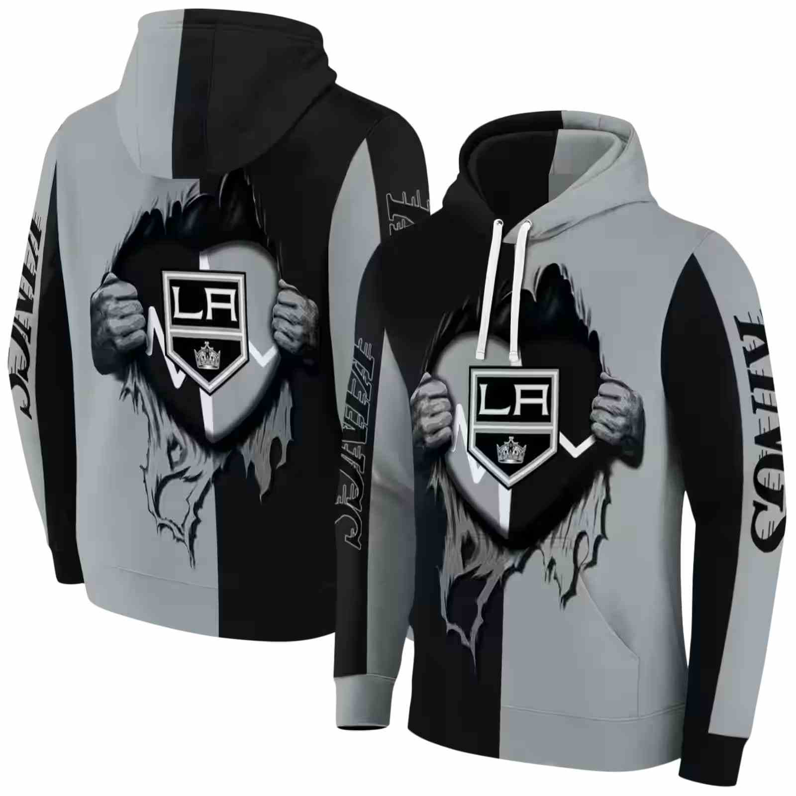 los angeles kings heartbeat graphic black hoodie fashion forward