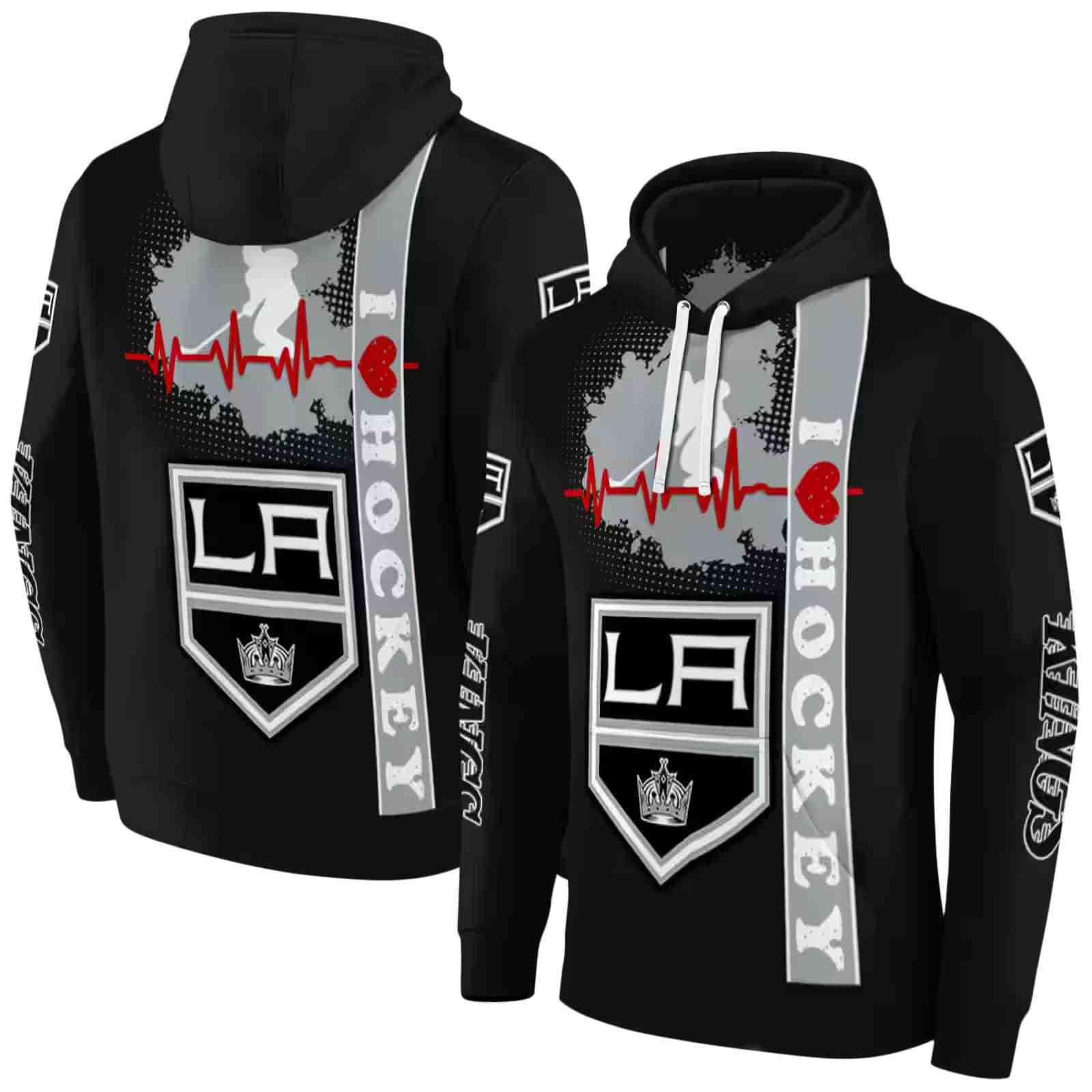 los angeles kings hockey heartbeat black hoodie fashion forward