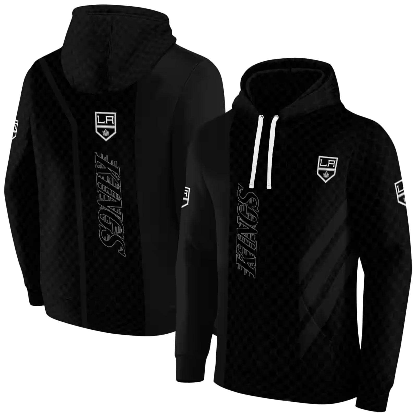 los angeles kings monogram pattern black hoodie fashion forward