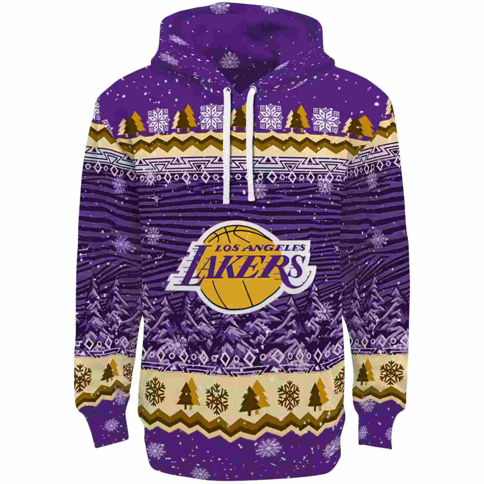 Los Angeles Lakers Christmas Trees Purple Hoodie