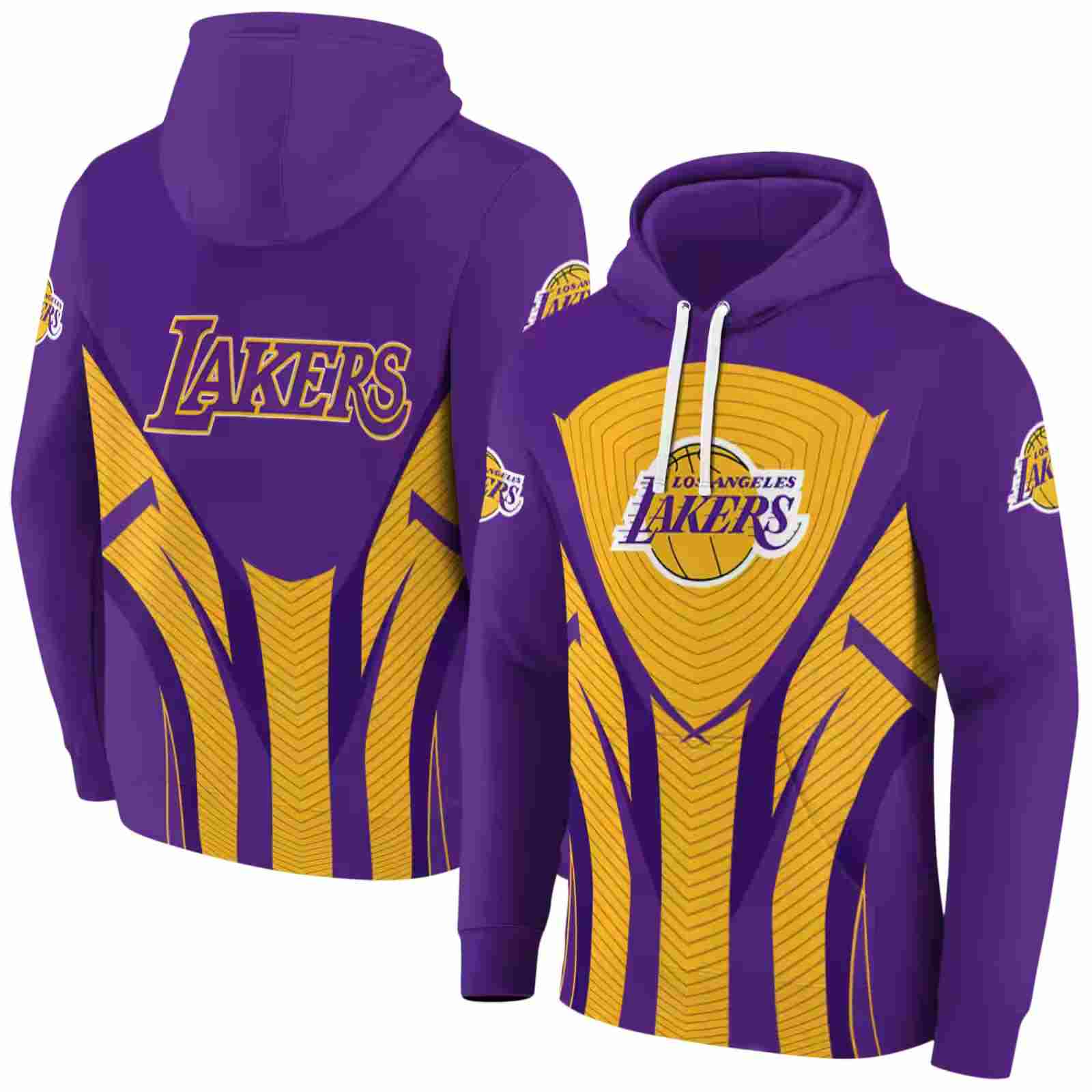 los angeles lakers concentric lines purple black hoodie fashion forward