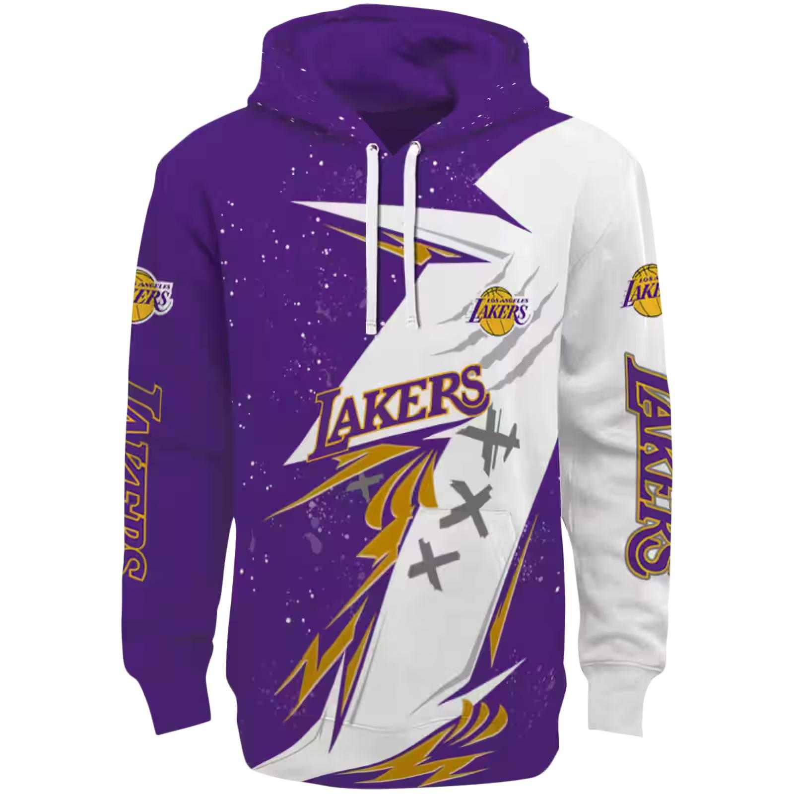 Los Angeles Lakers Dynamic Slash Purple White Hoodie