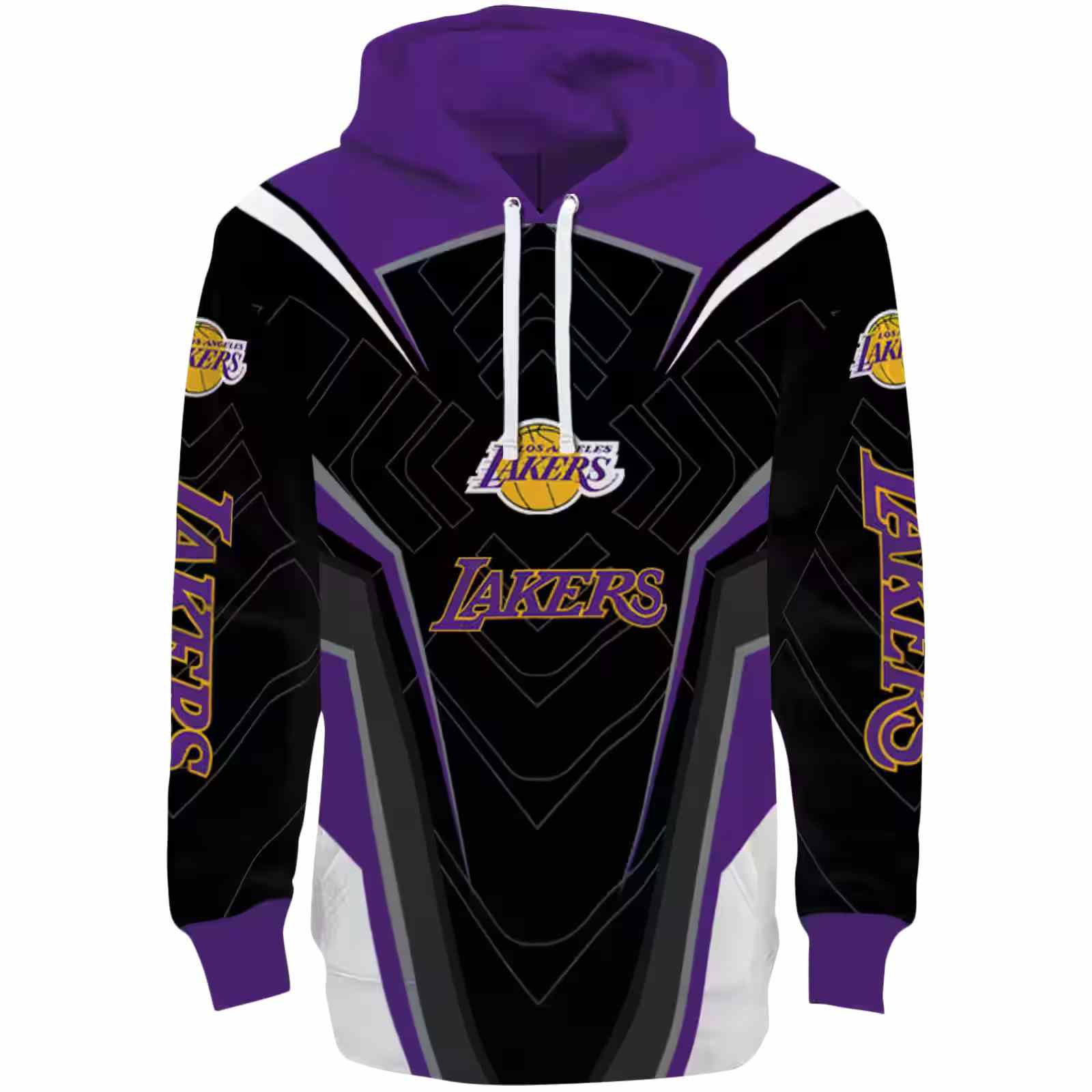 Los Angeles Lakers Futuristic Pattern Purple Black Hoodie