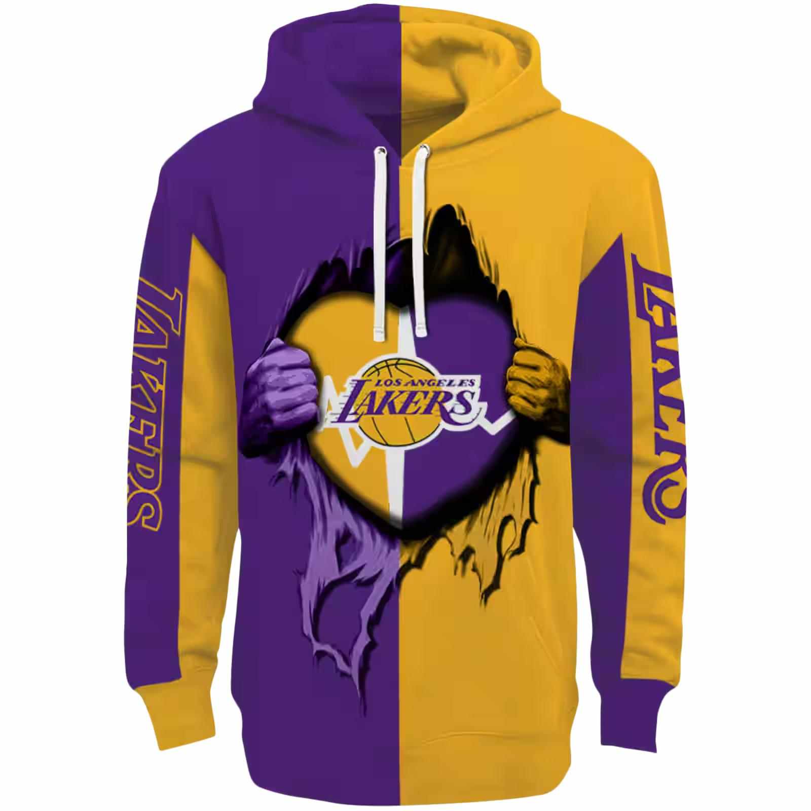 Los Angeles Lakers Heartbeat Graphic Purple Hoodie