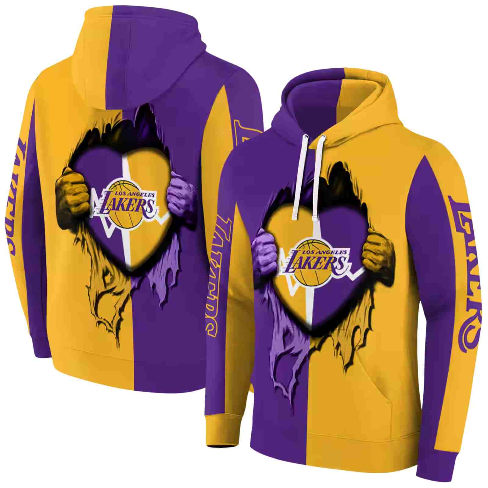 los angeles lakers heartbeat graphic purple hoodie fashion forward