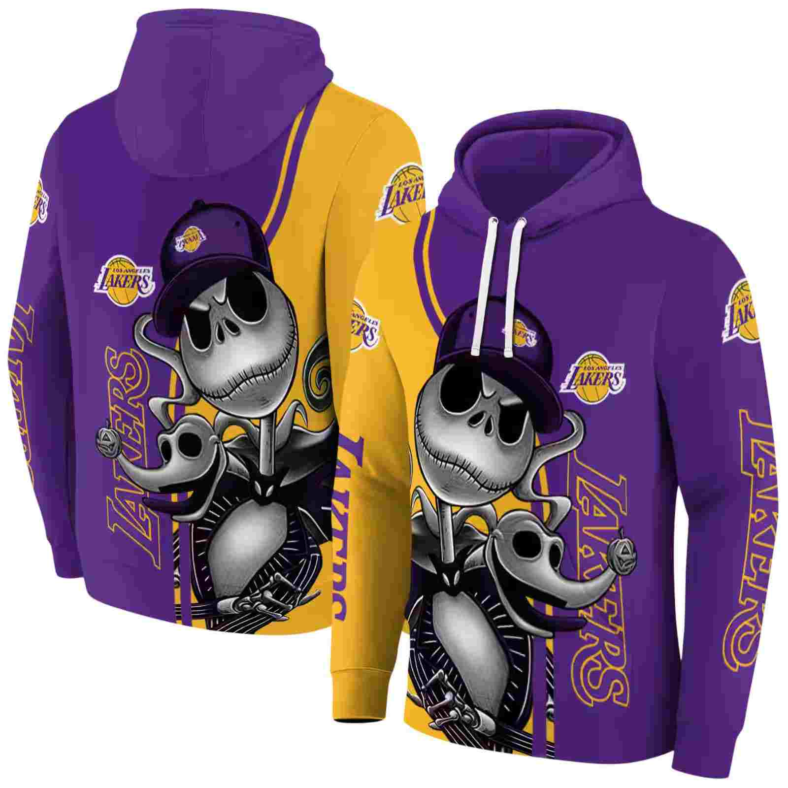 los angeles lakers jack skellington purple hoodie fashion forward