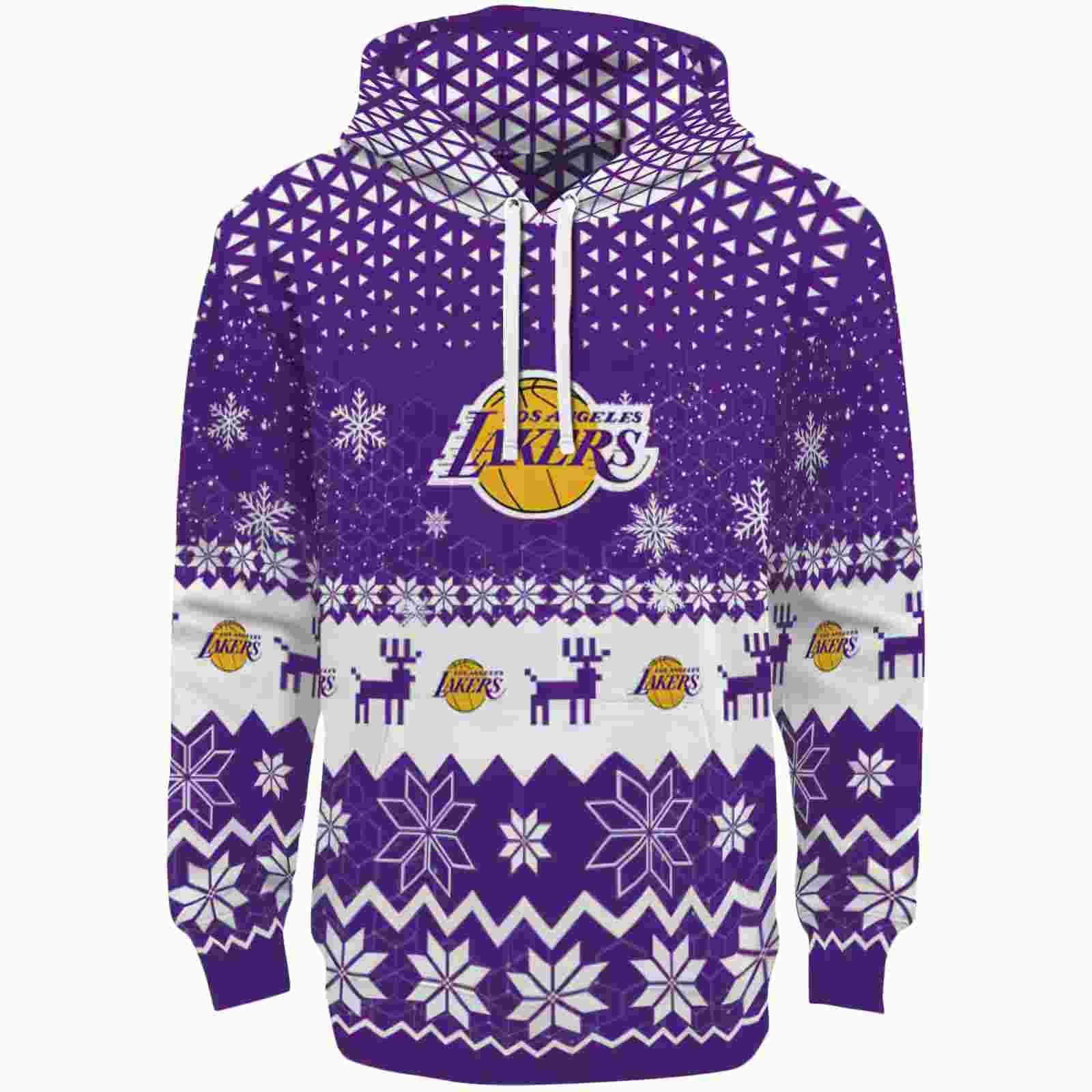 Los Angeles Lakers Reindeer Motif Purple Hoodie