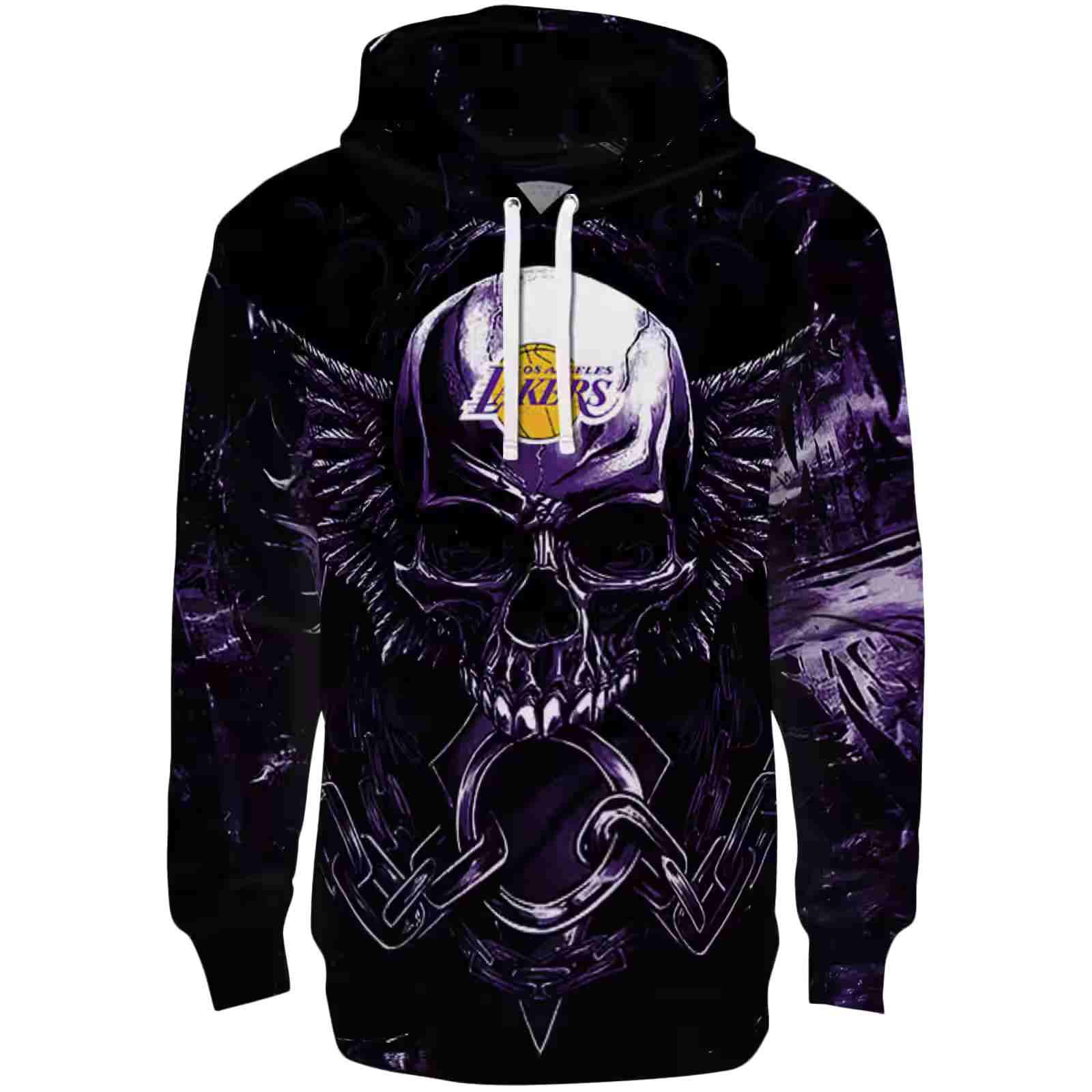 Los Angeles Lakers Skull Artwork Purple Black Hoodie