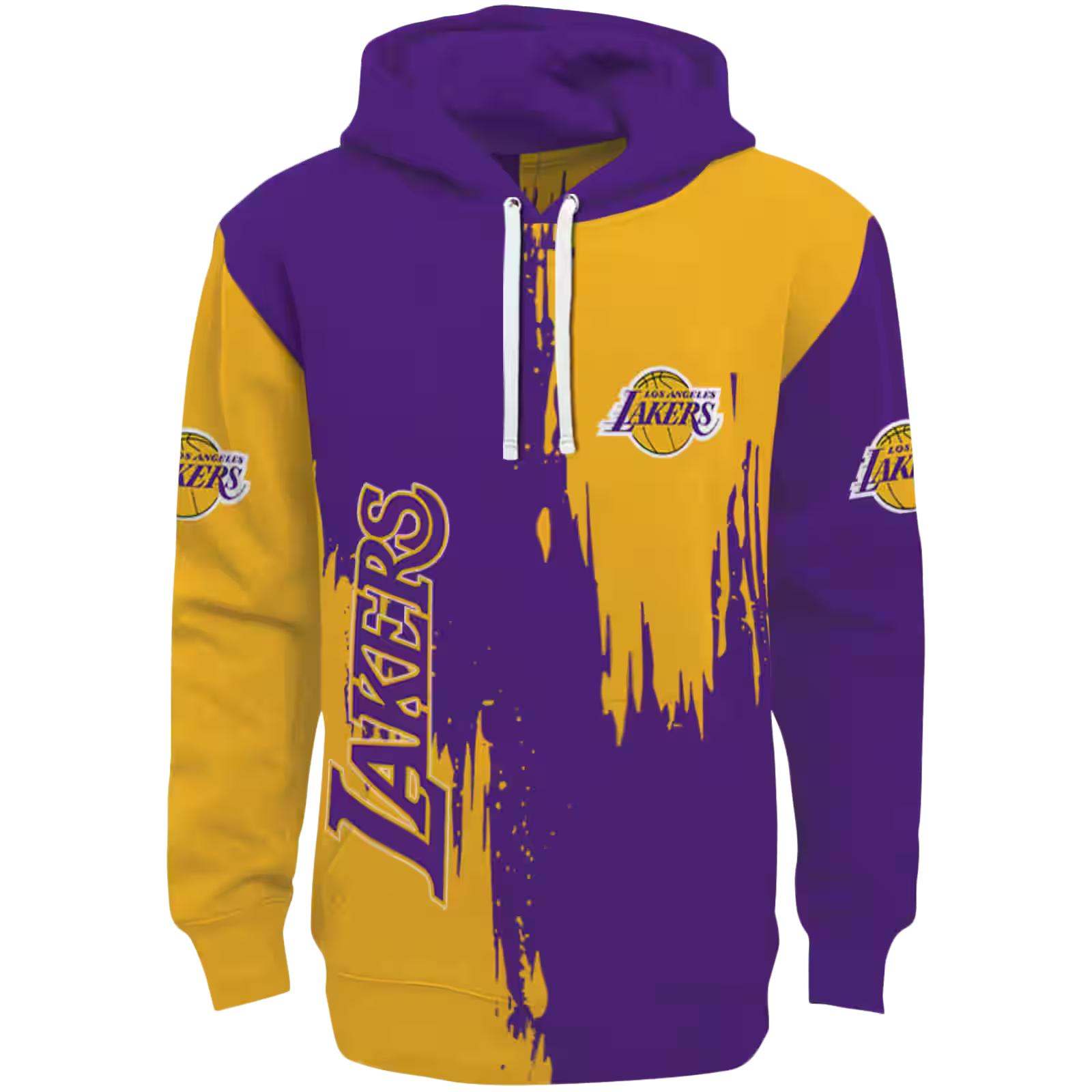 Los Angeles Lakers Splatter Effect Purple Hoodie