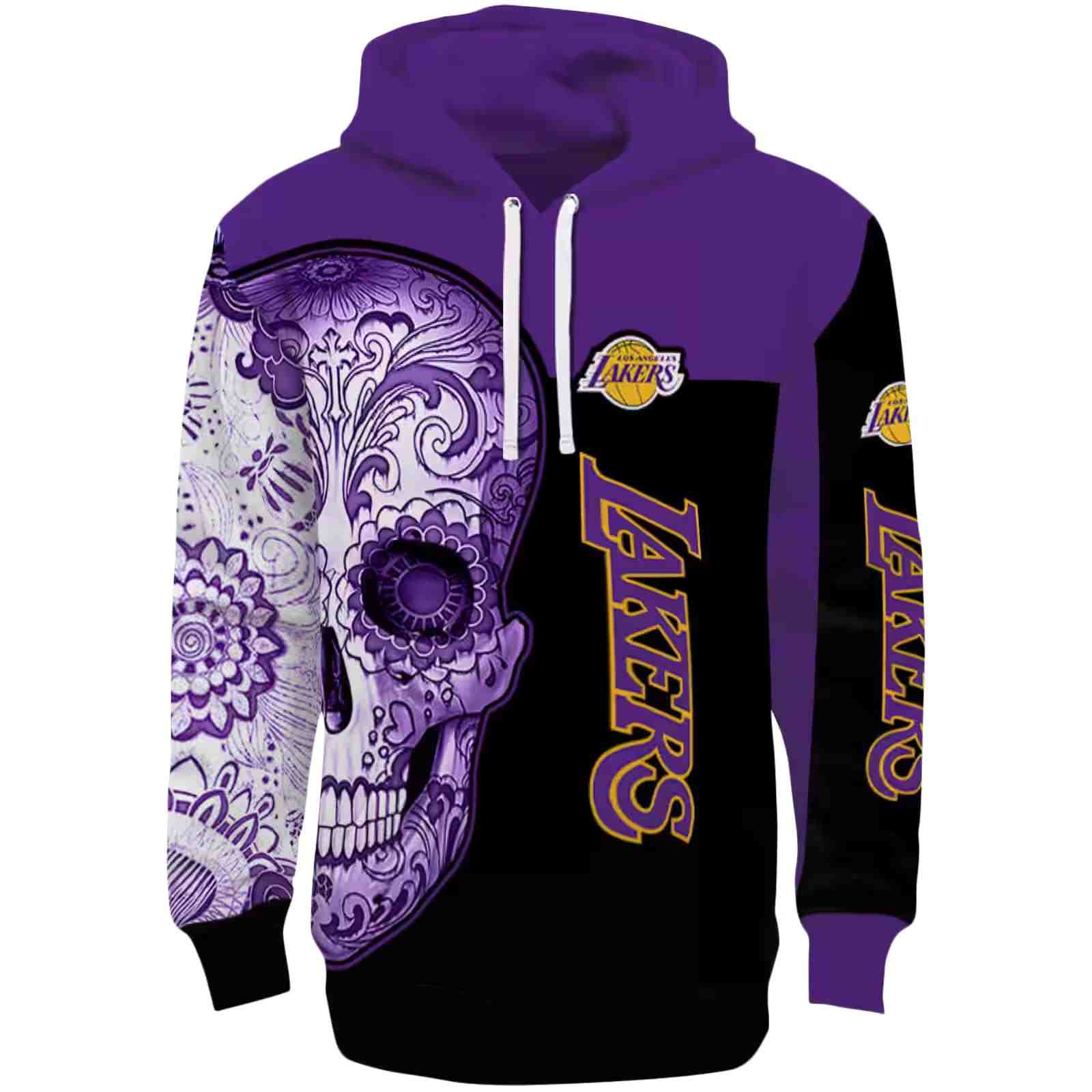 Los Angeles Lakers Sugar Skull Purple Black Hoodie