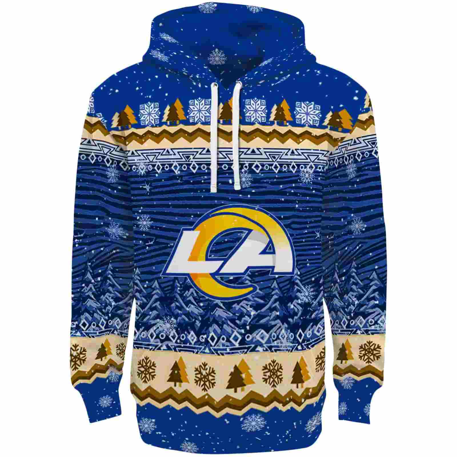 Los Angeles Rams Christmas Trees Blue Hoodie