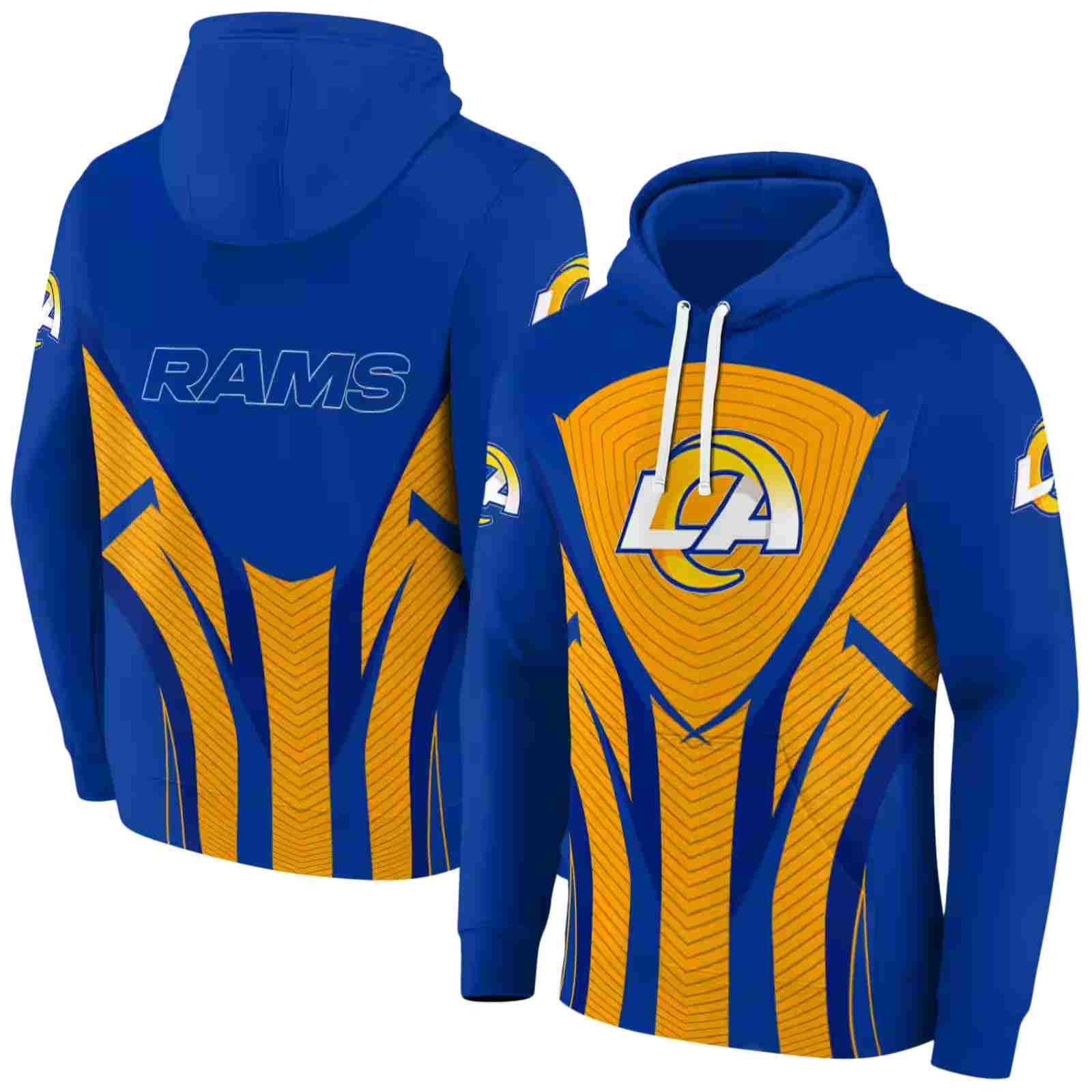 los angeles rams concentric lines blue black hoodie fashion forward