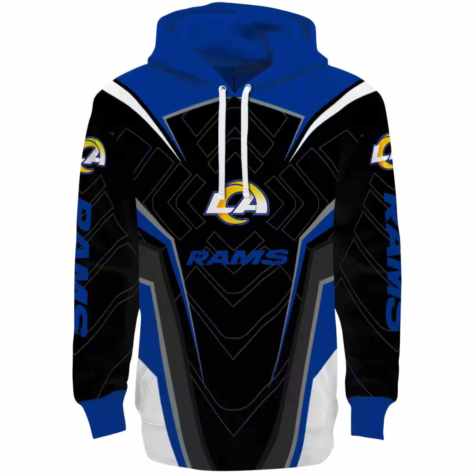 Los Angeles Rams Futuristic Pattern Blue Black Hoodie