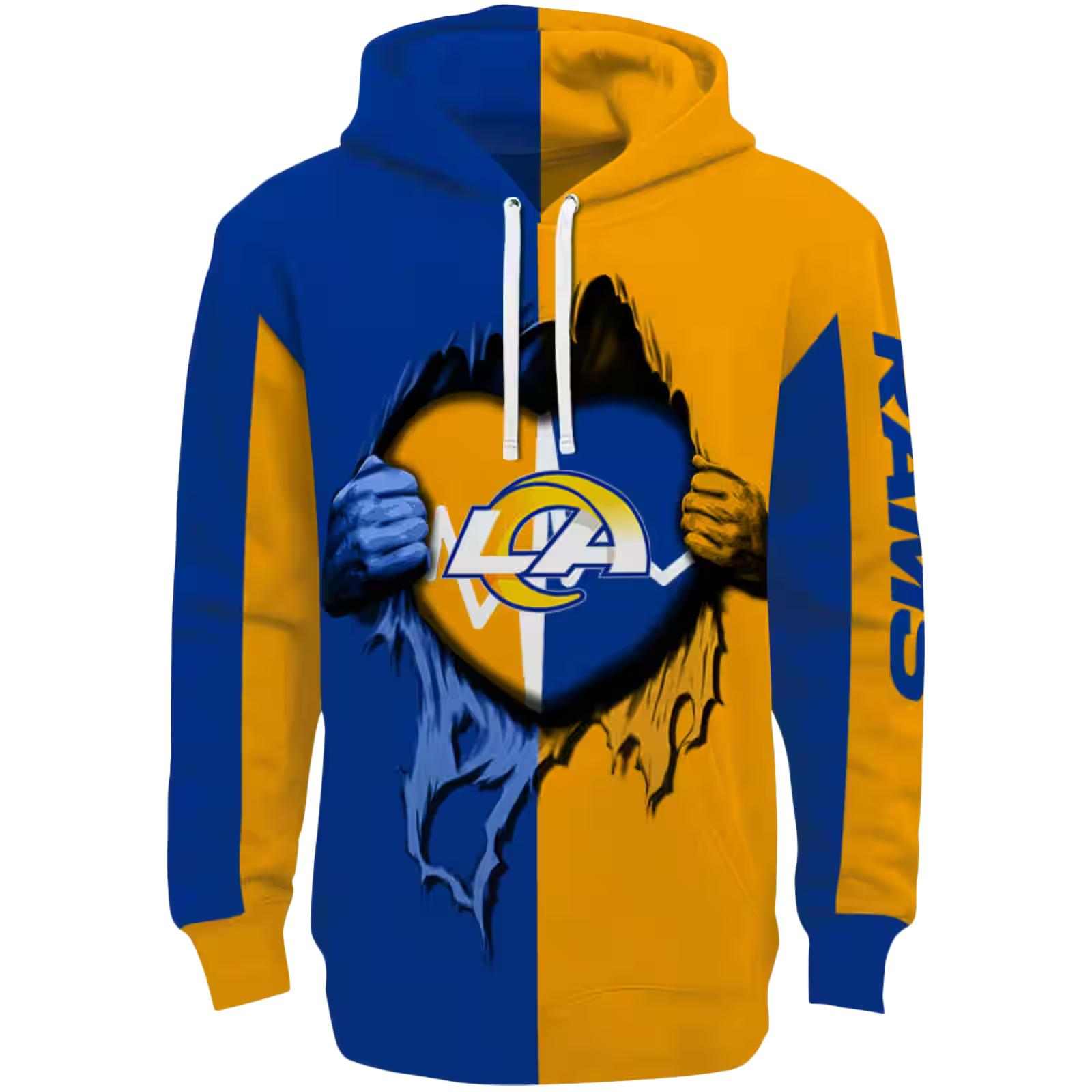 Los Angeles Rams Heartbeat Graphic Blue Hoodie