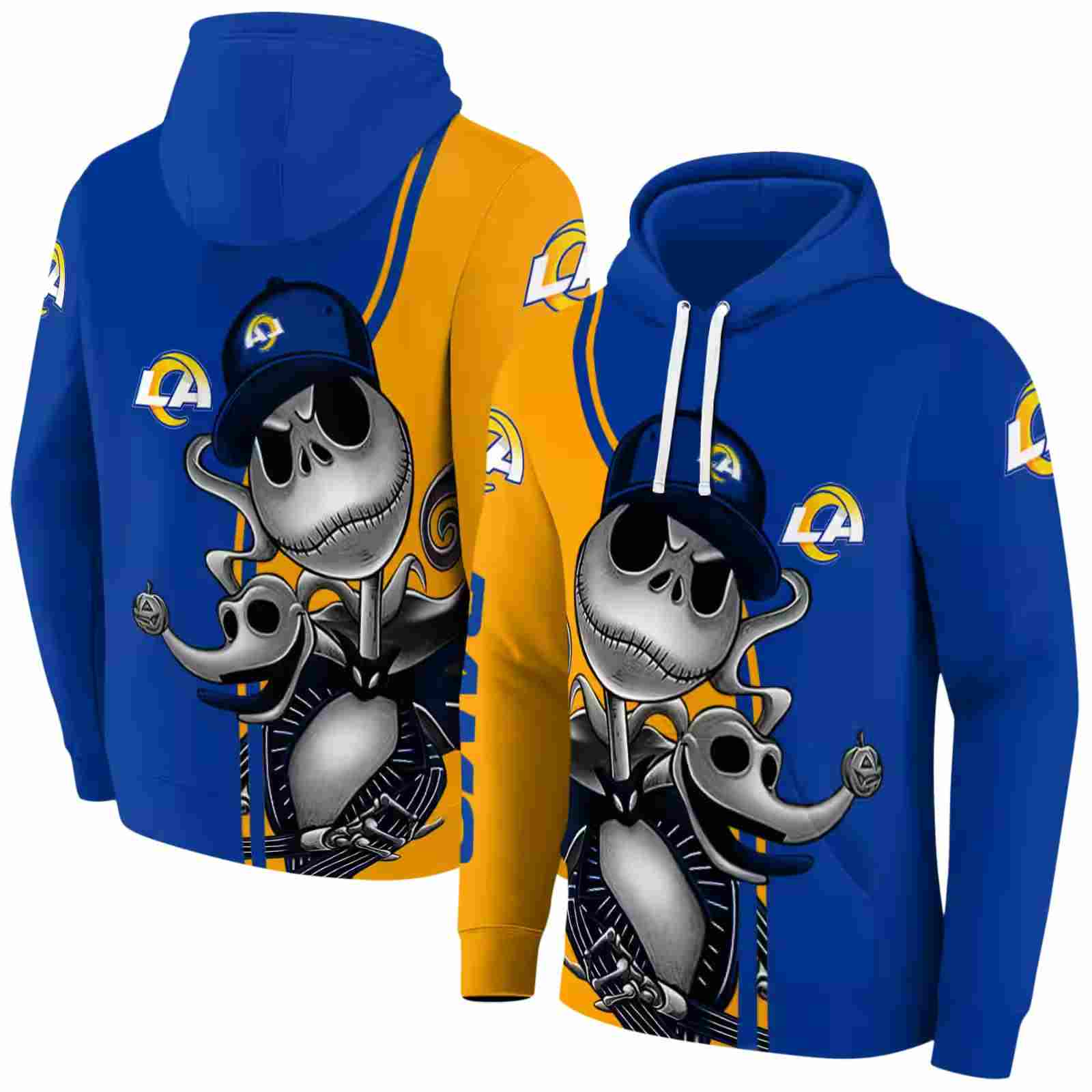 los angeles rams jack skellington blue hoodie fashion forward