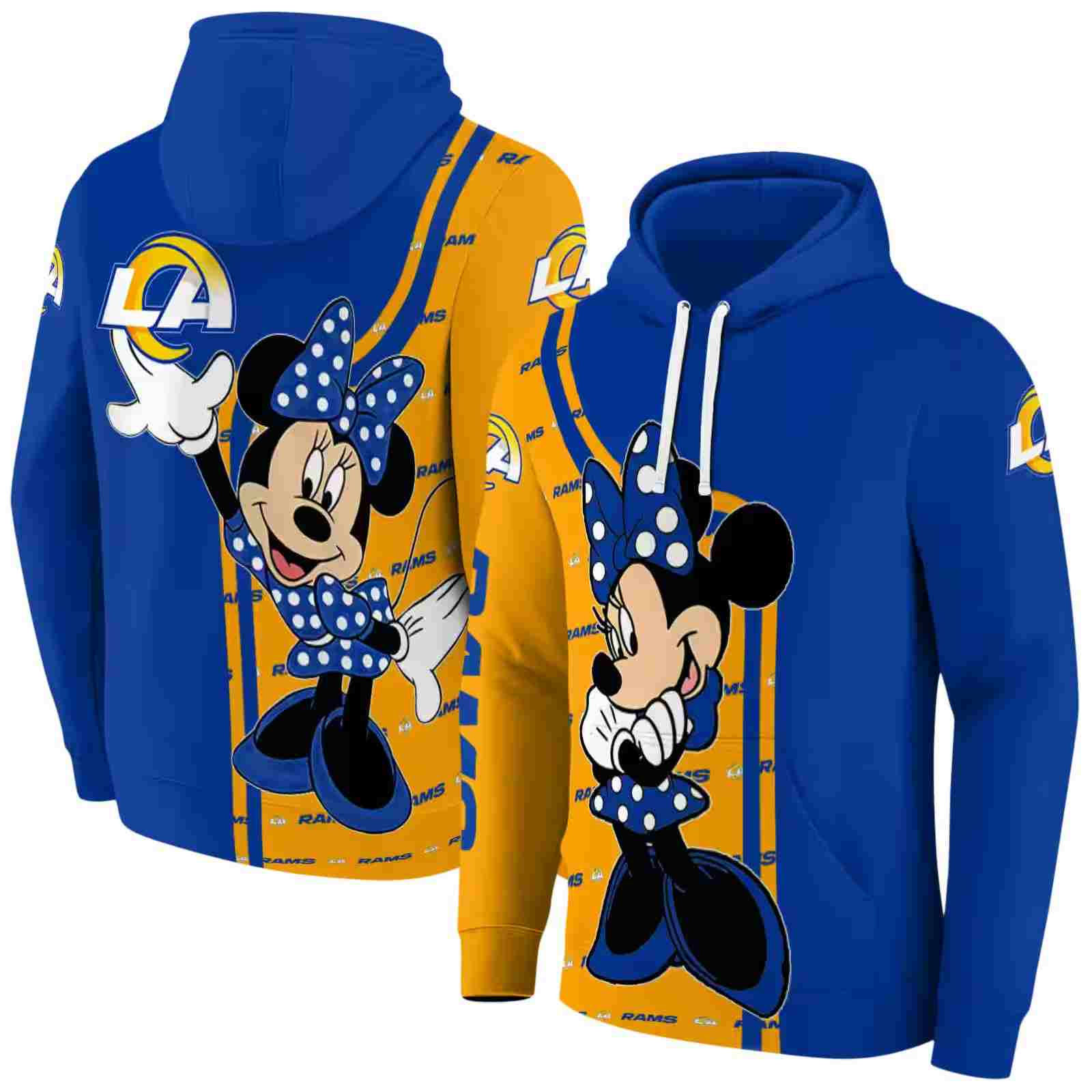 los angeles rams minnie mouse blue hoodie fashion forward