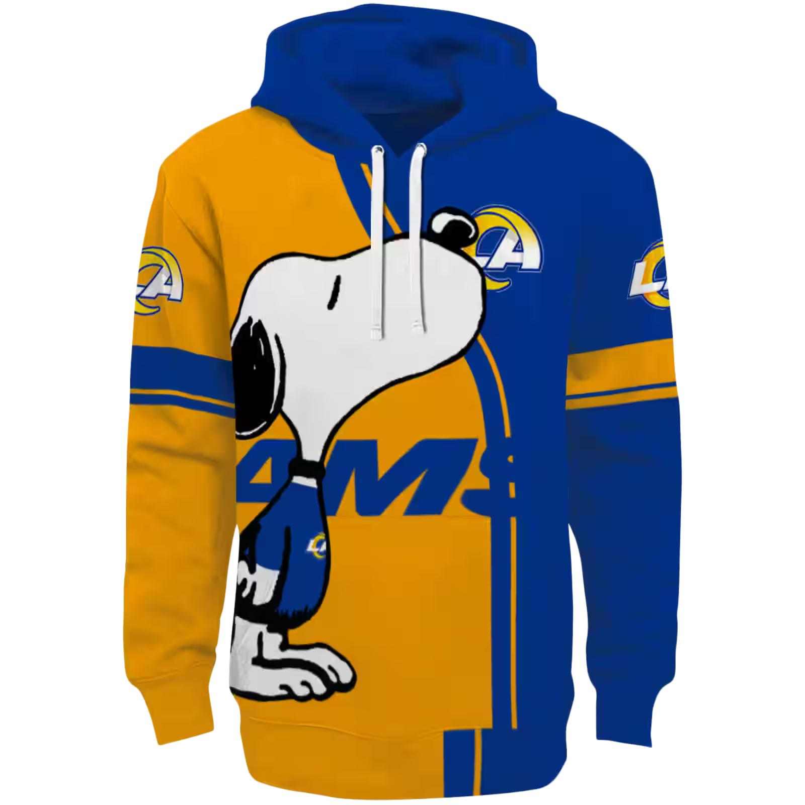 Los Angeles Rams Playful Snoopy Blue Hoodie