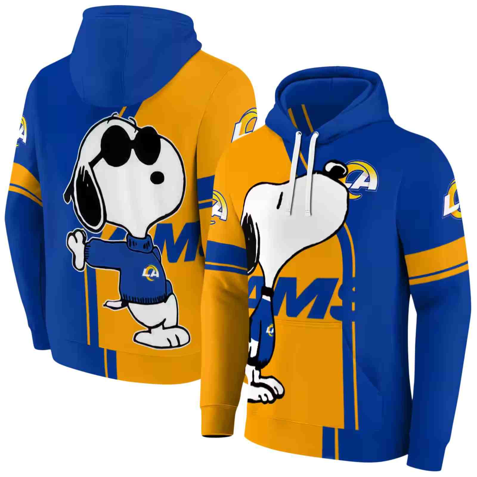 los angeles rams playful snoopy blue hoodie fashion forward