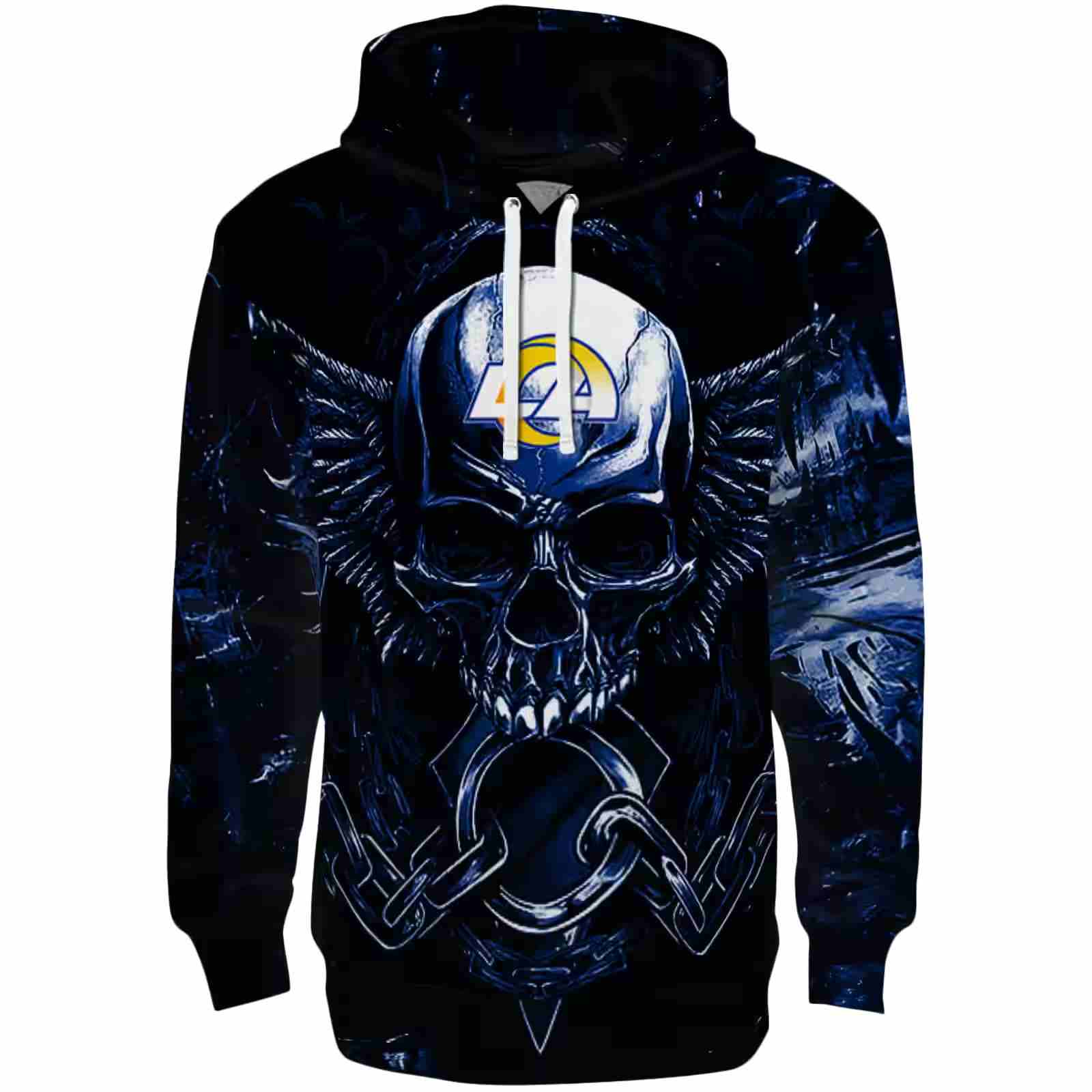 Los Angeles Rams Skull Artwork Blue Black Hoodie