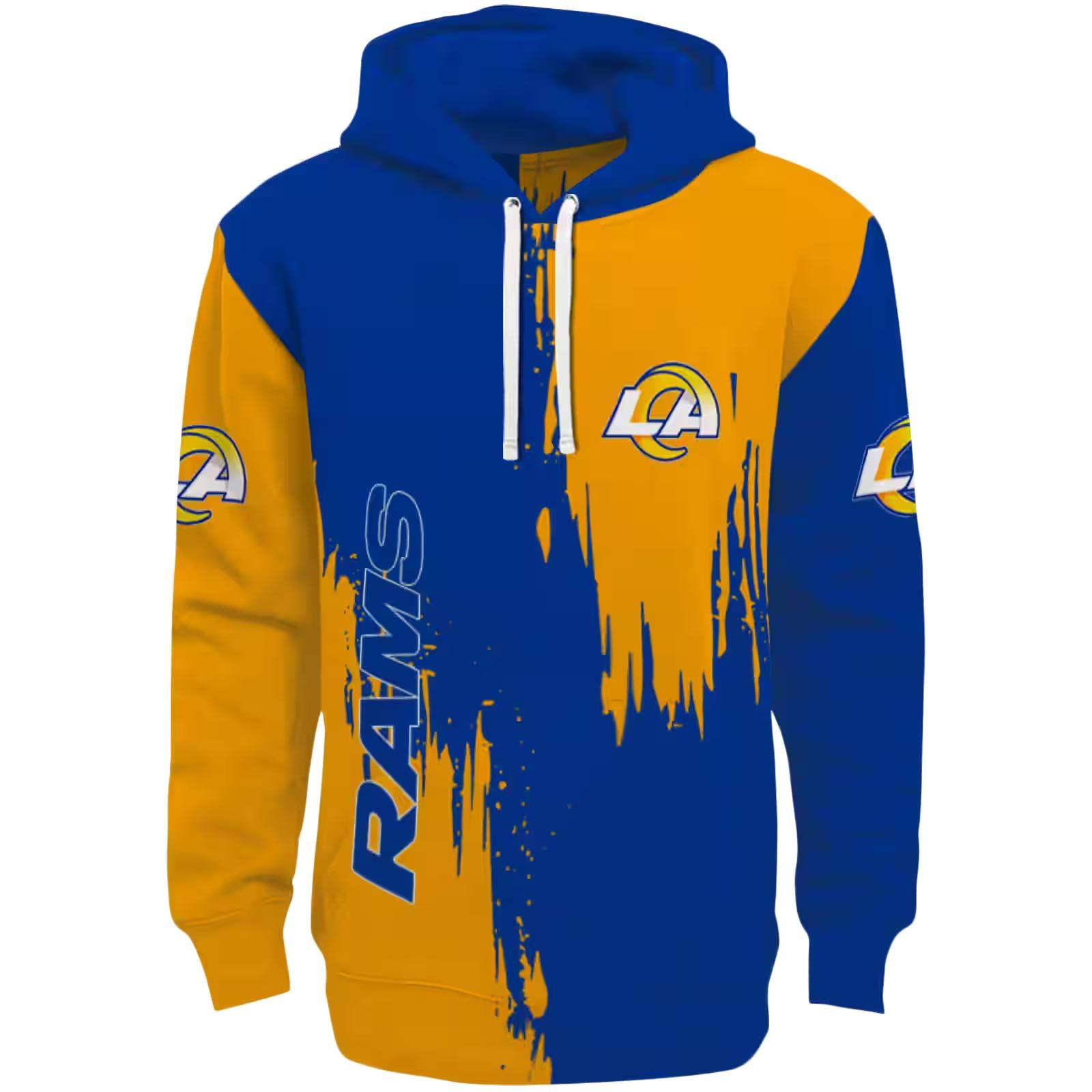 Los Angeles Rams Splatter Effect Blue Hoodie