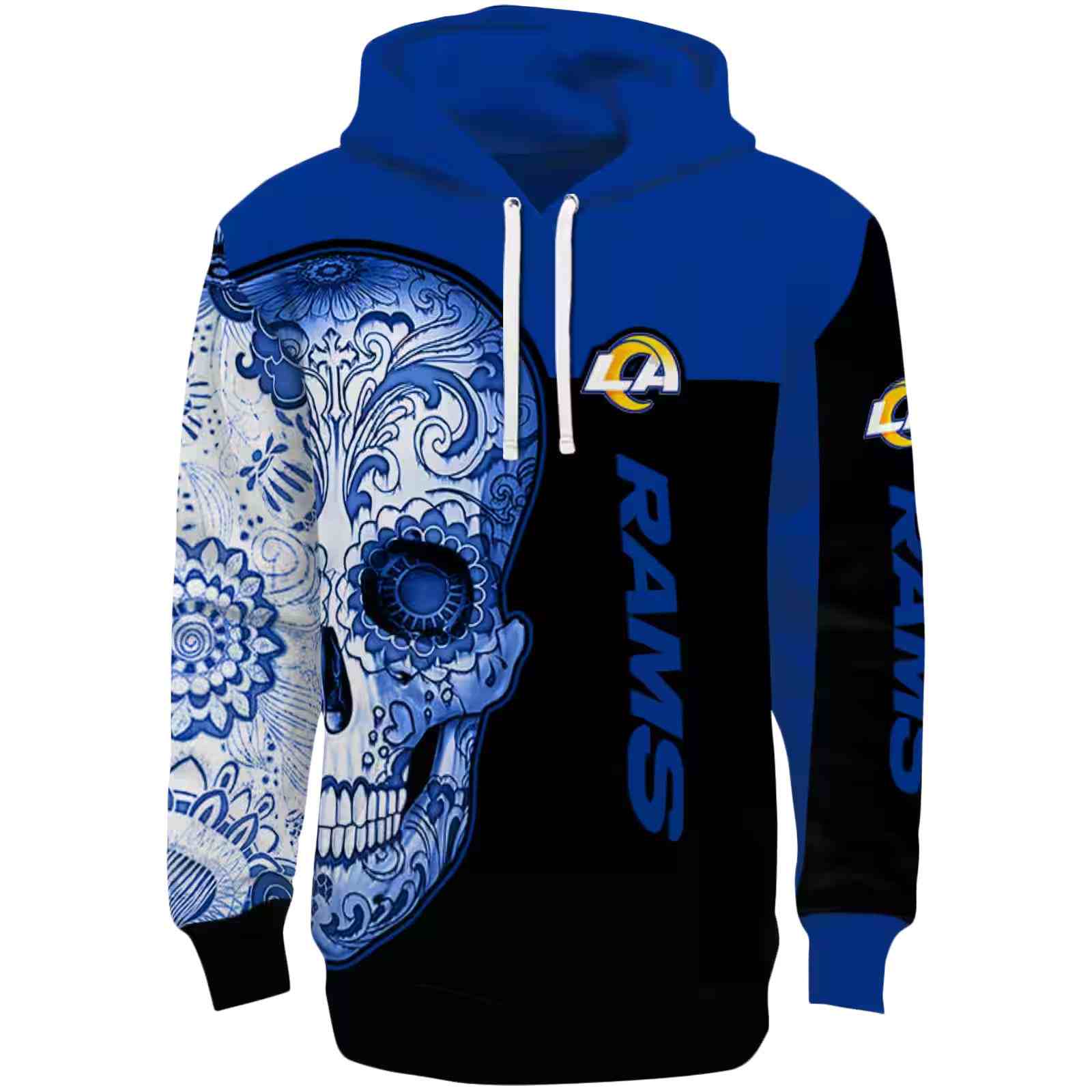 Los Angeles Rams Sugar Skull Blue Black Hoodie