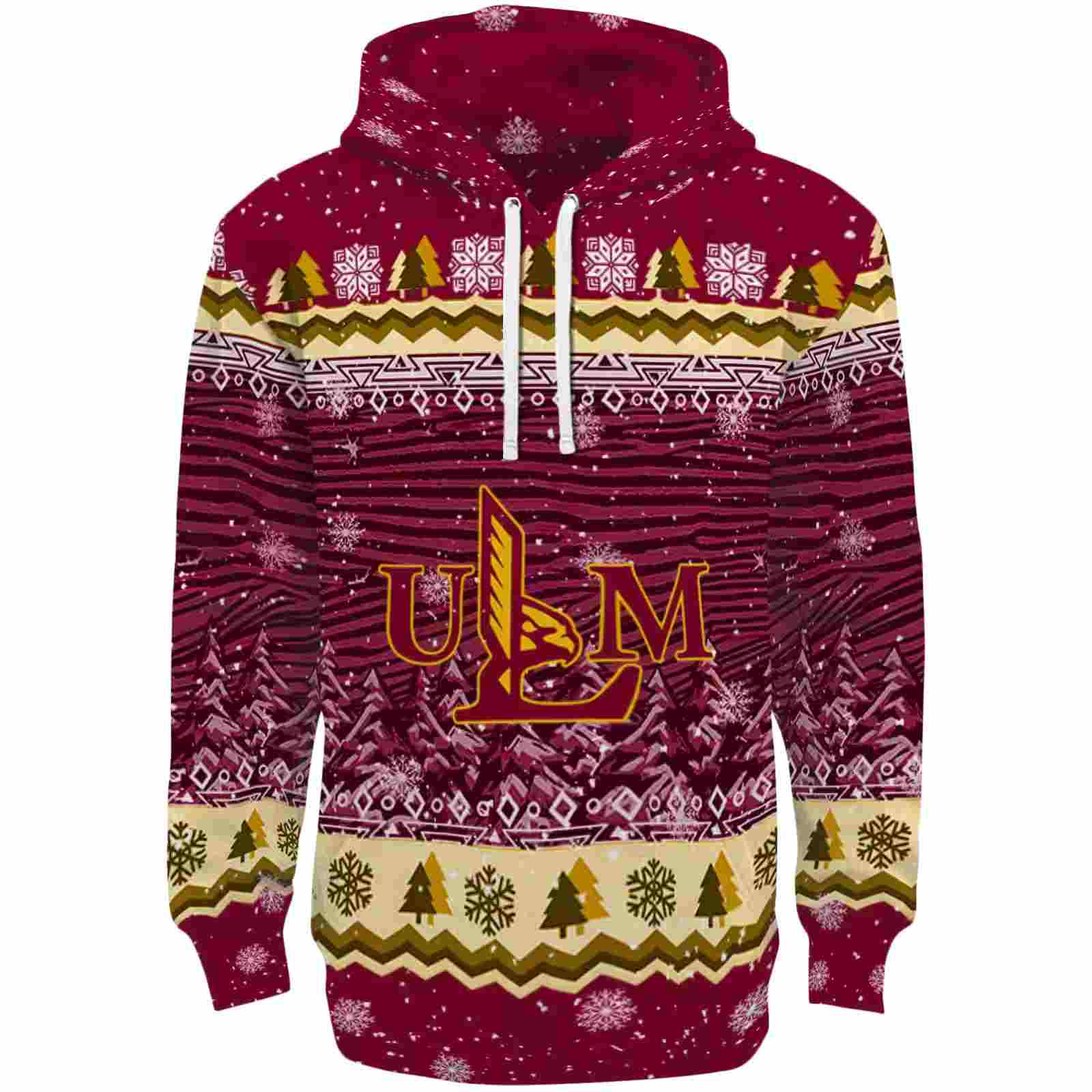 Louisiana-Monroe Warhawks Christmas Trees Red Hoodie