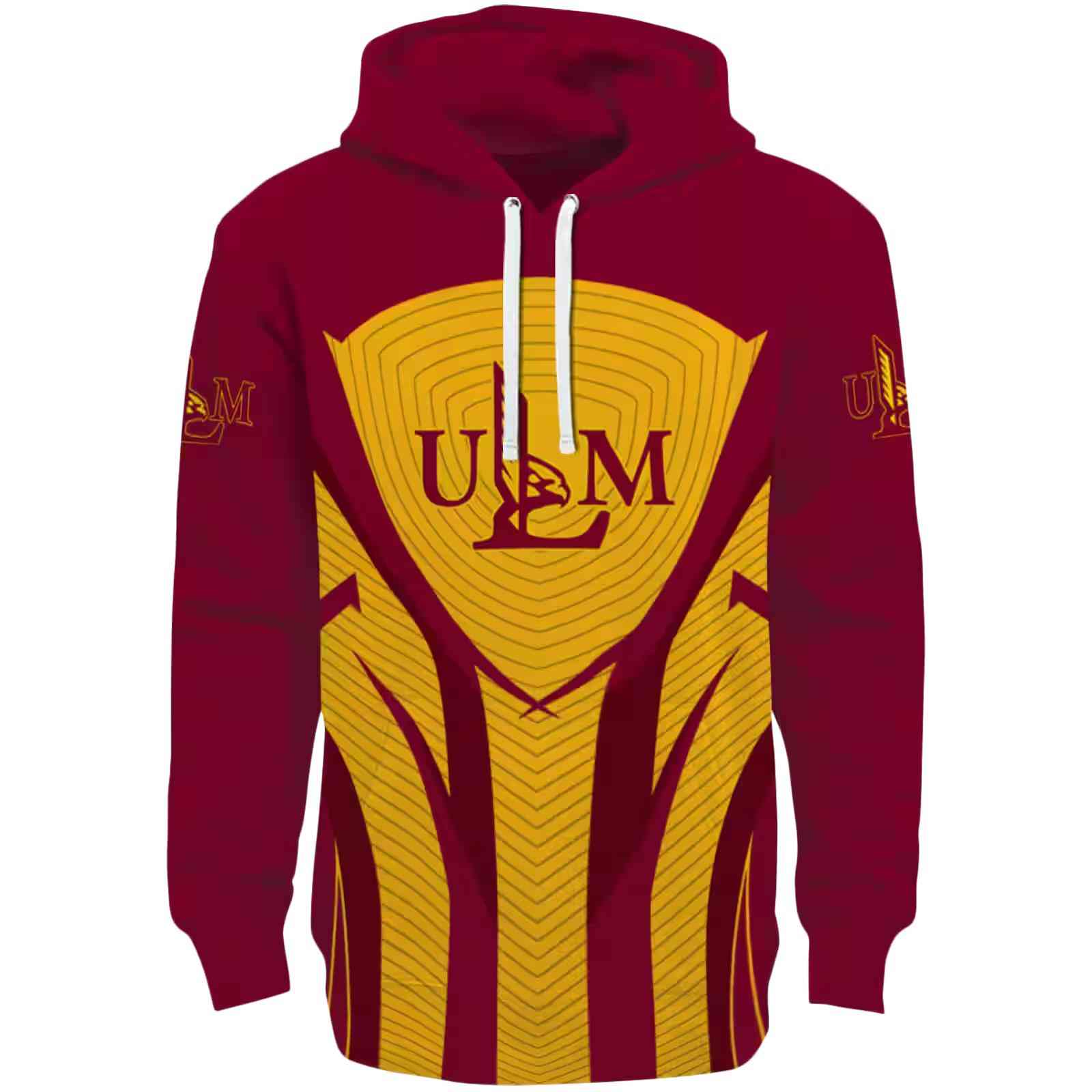 Louisiana-Monroe Warhawks Concentric Lines Red Black Hoodie