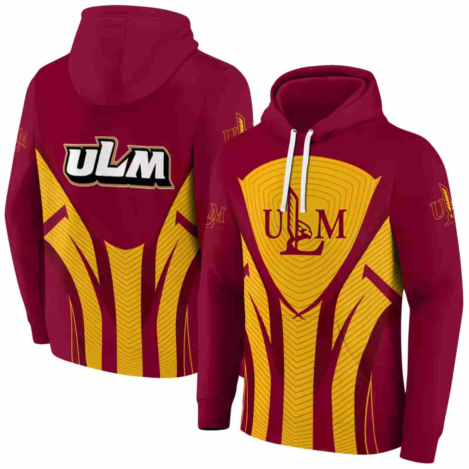 louisiana monroe warhawks concentric lines red black hoodie fashion forward