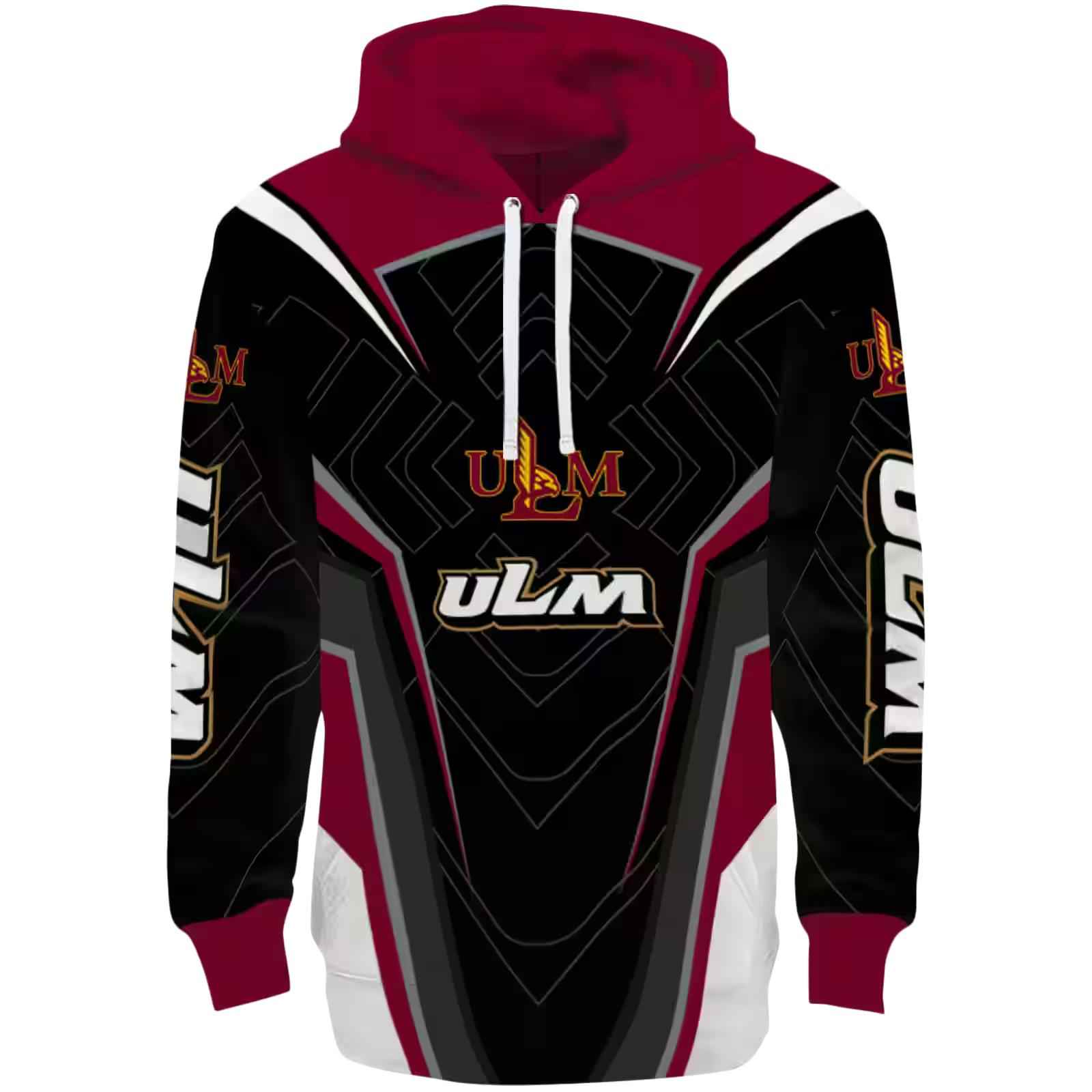 Louisiana-Monroe Warhawks Futuristic Pattern Red Black Hoodie