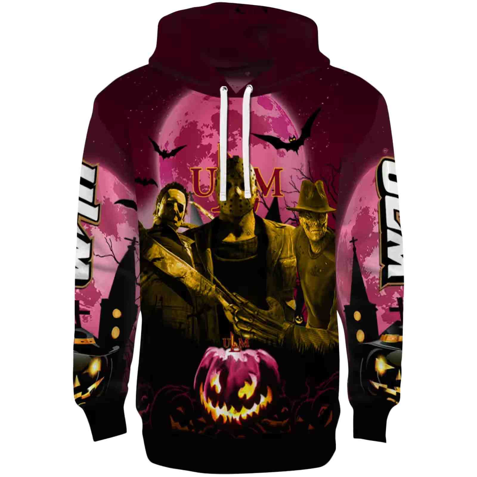 Louisiana-Monroe Warhawks Halloween Vibes Red Black Hoodie