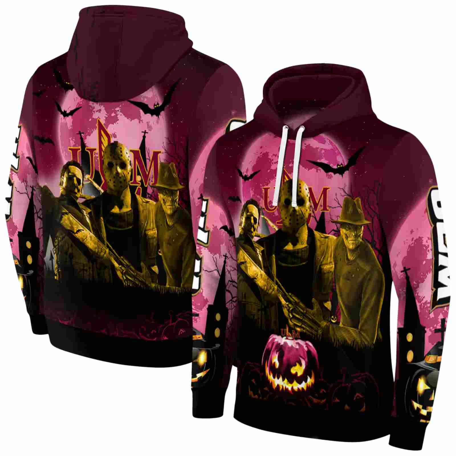 louisiana monroe warhawks halloween vibes red black hoodie fashion forward
