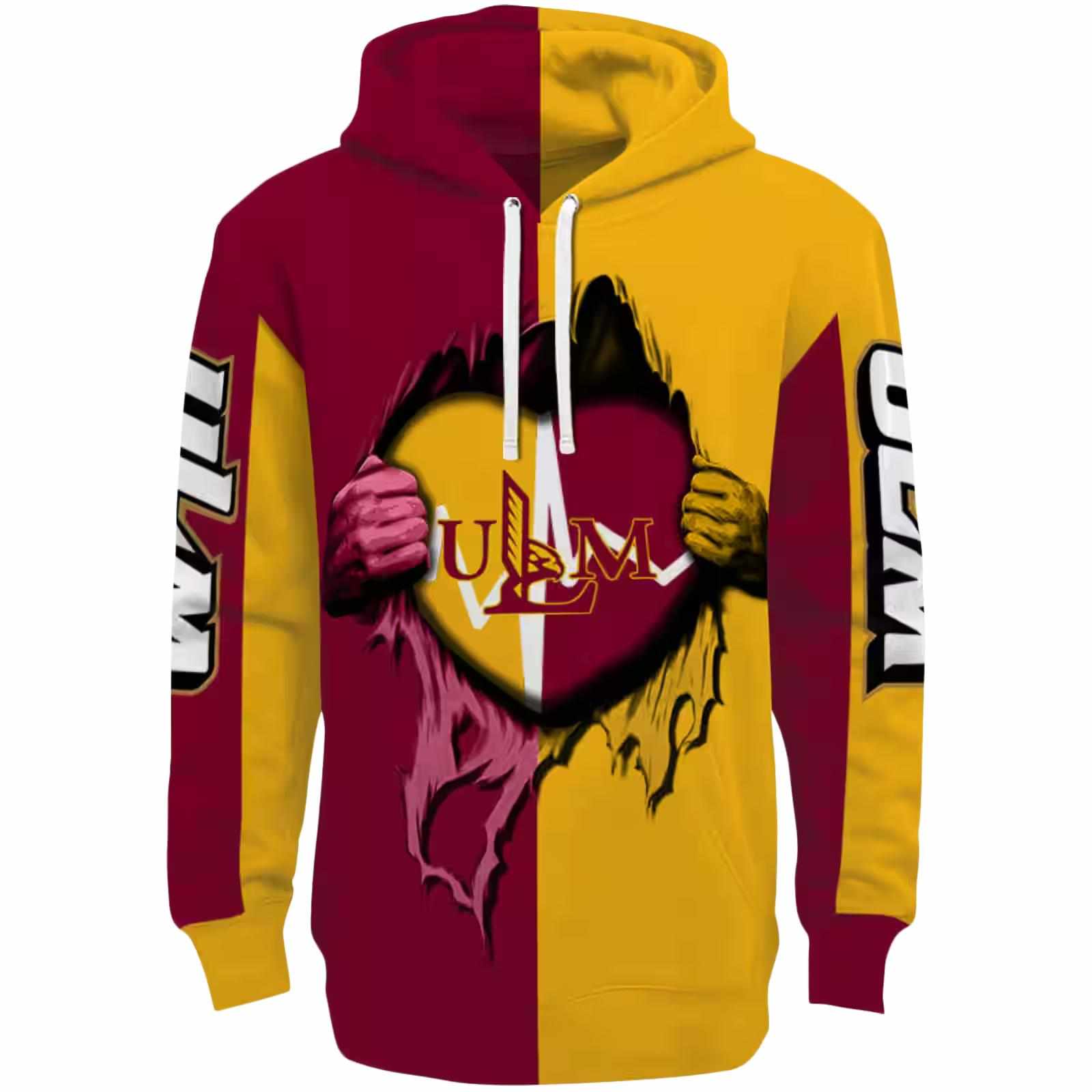 Louisiana-Monroe Warhawks Heartbeat Graphic Red Hoodie