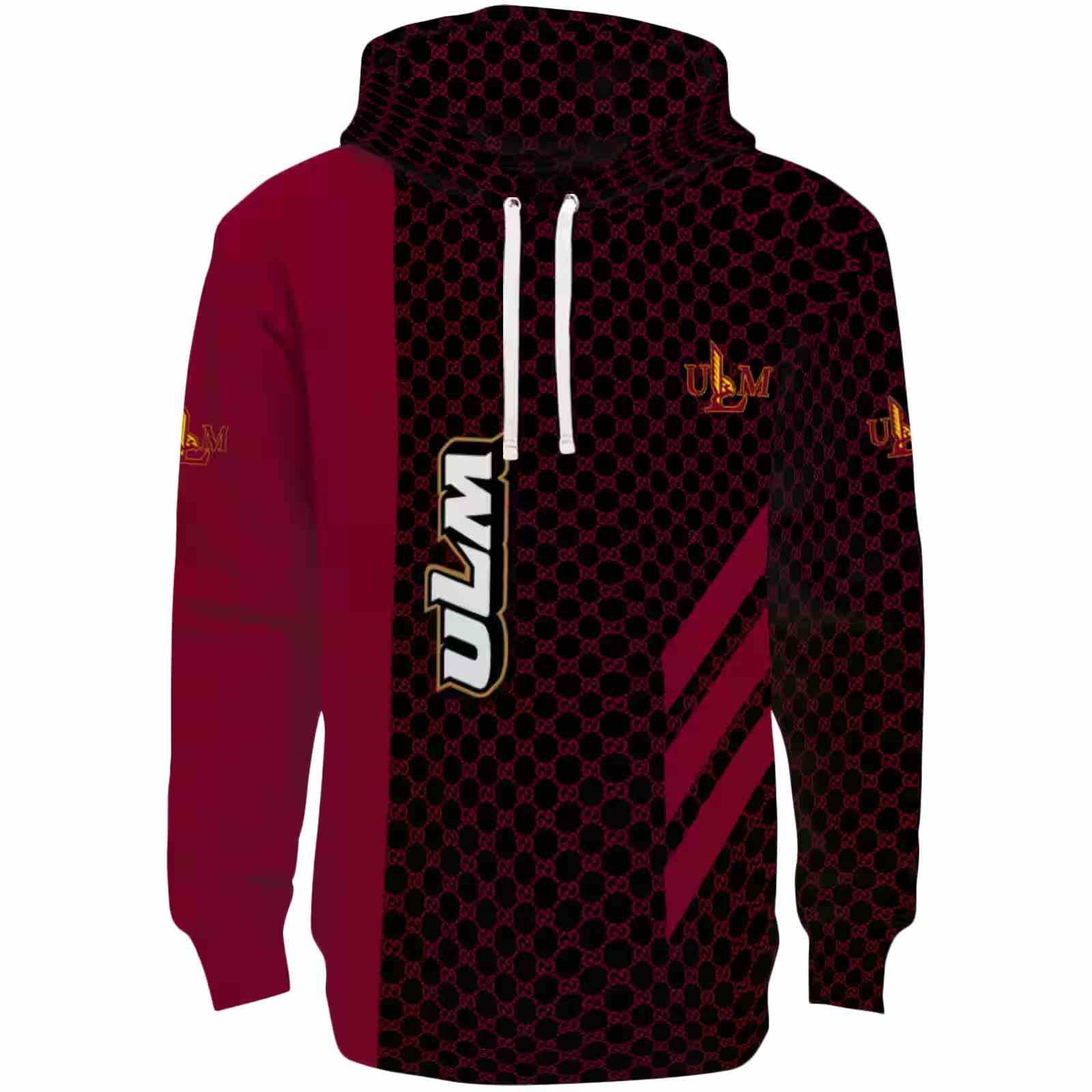 Louisiana-Monroe Warhawks Monogram Pattern Red Hoodie