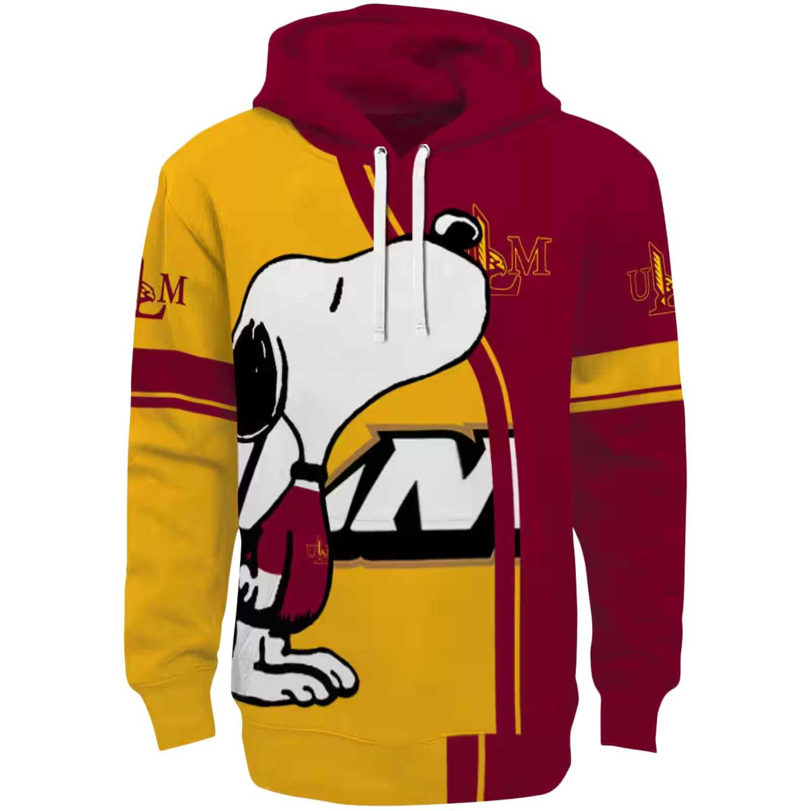 Louisiana-Monroe Warhawks Playful Snoopy Red Hoodie