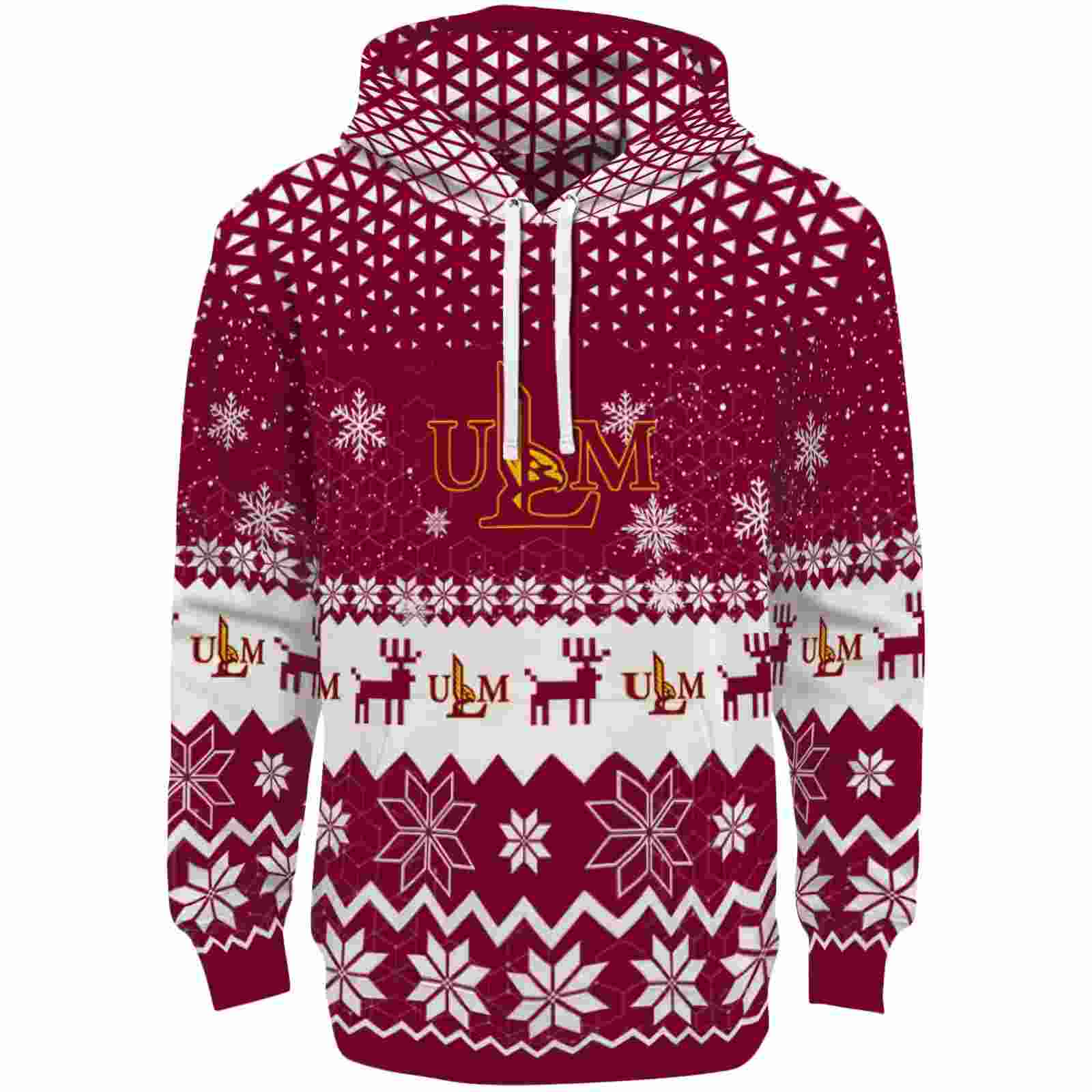 Louisiana-Monroe Warhawks Reindeer Motif Red Hoodie