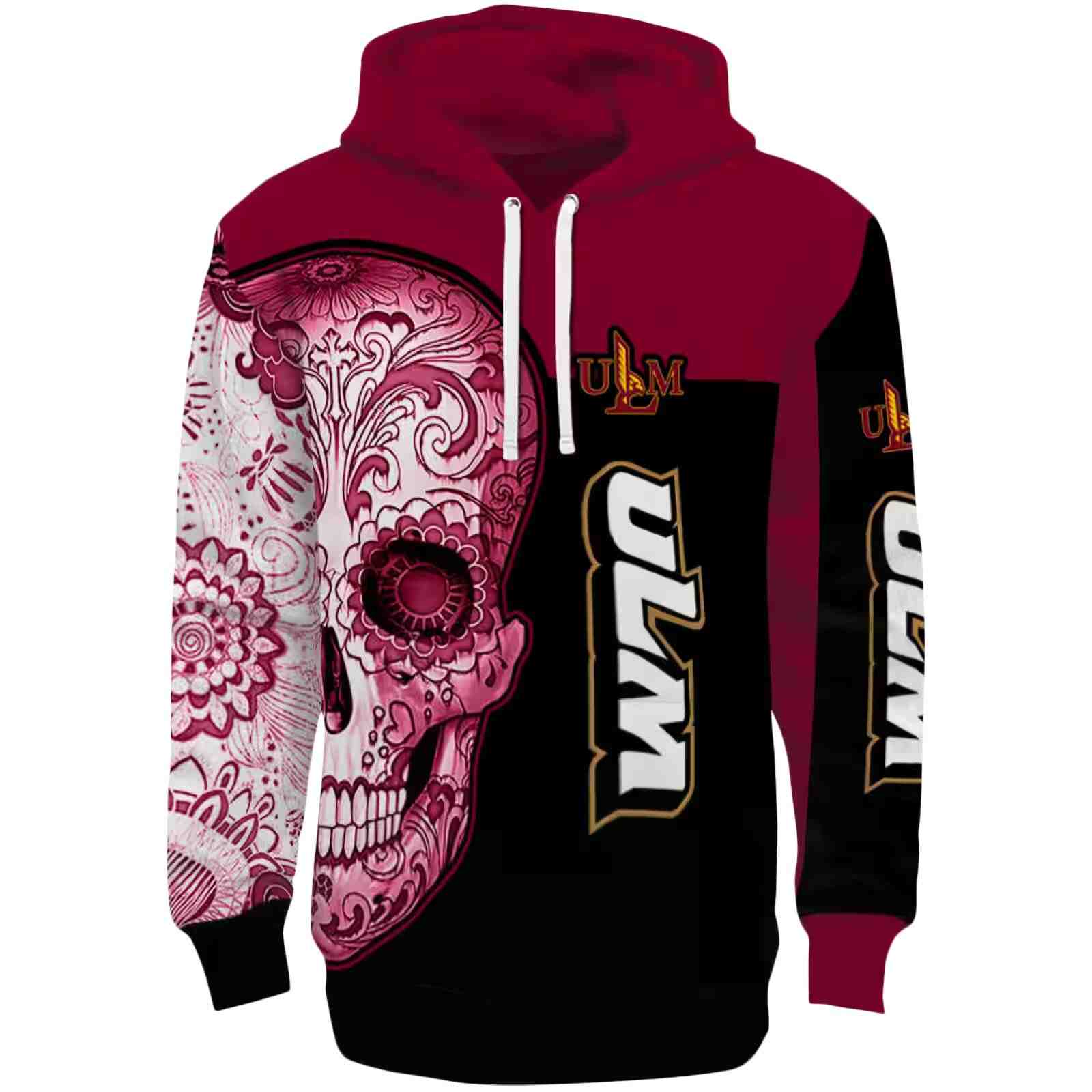 Louisiana-Monroe Warhawks Sugar Skull Red Black Hoodie