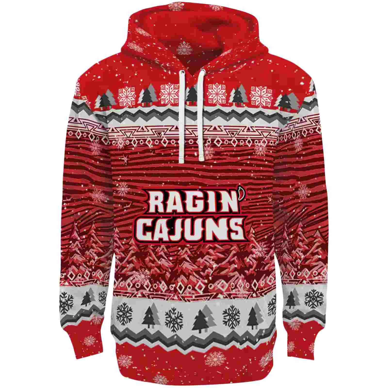 Louisiana Ragin’ Cajuns Christmas Trees Red Hoodie