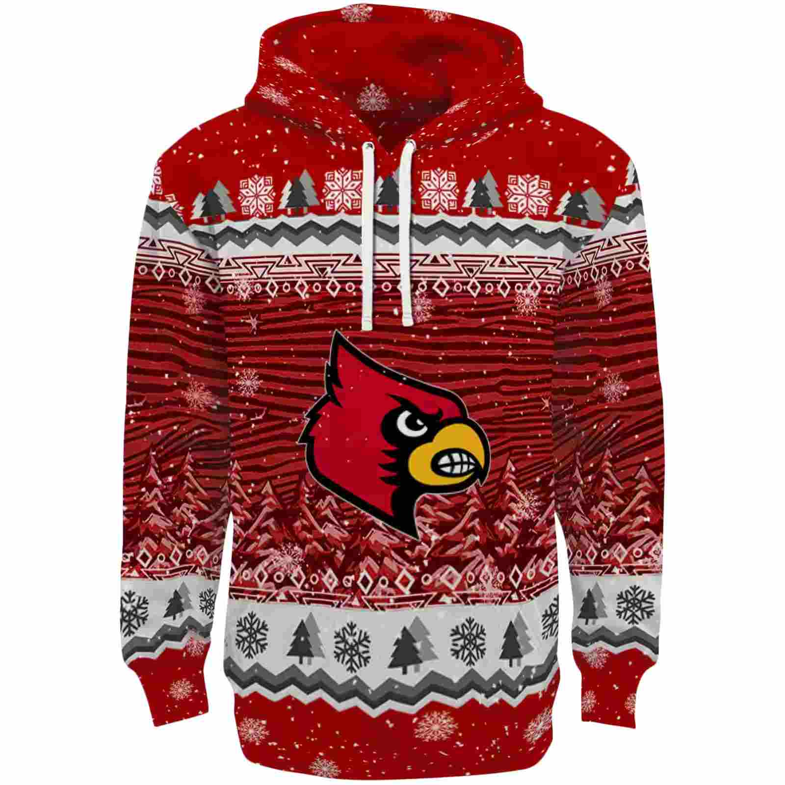 Louisville Cardinals Christmas Trees Red Hoodie