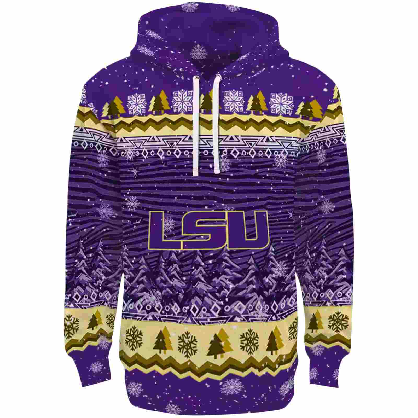 LSU Tigers Christmas Trees Purple Hoodie