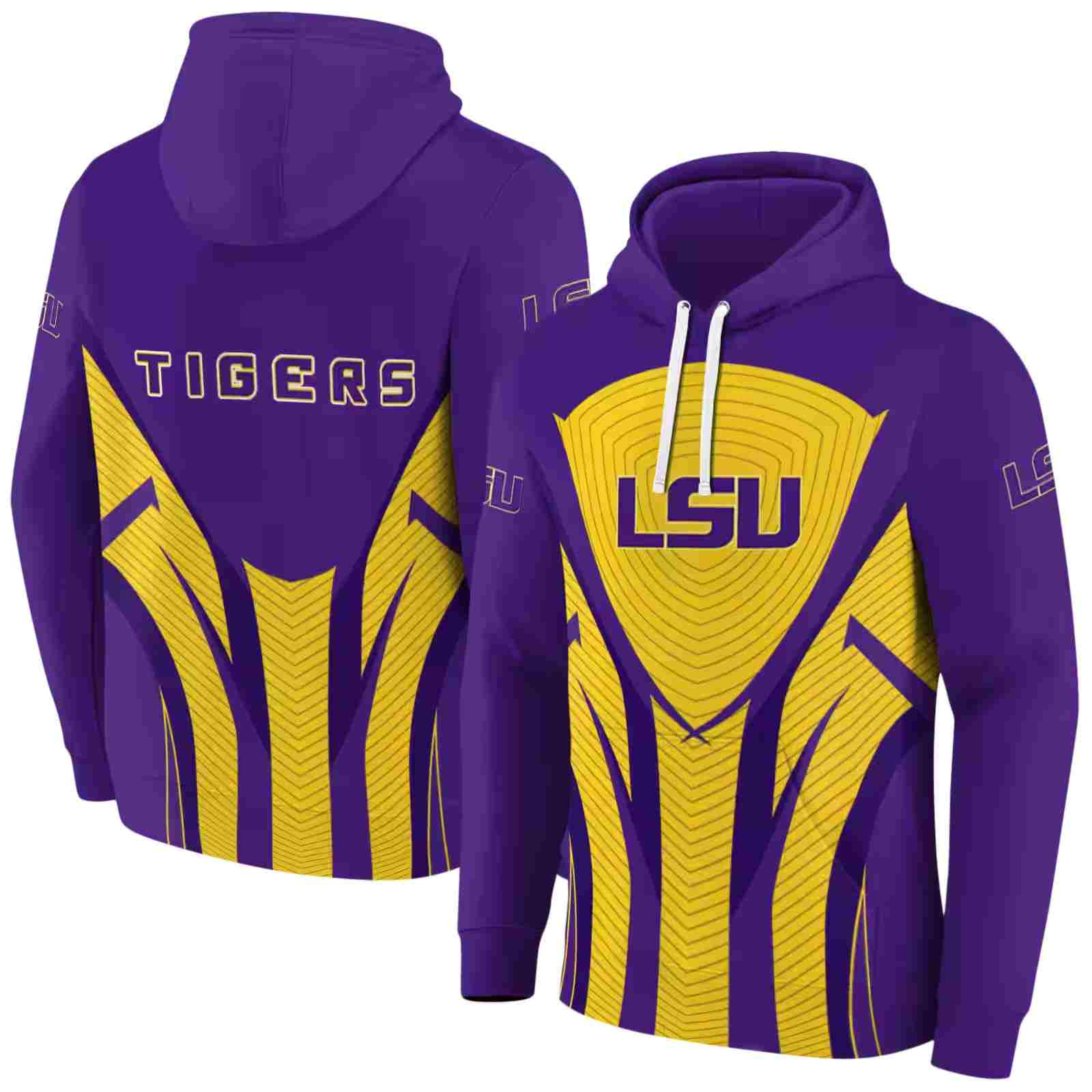 lsu tigers concentric lines purple black hoodie fashion forward