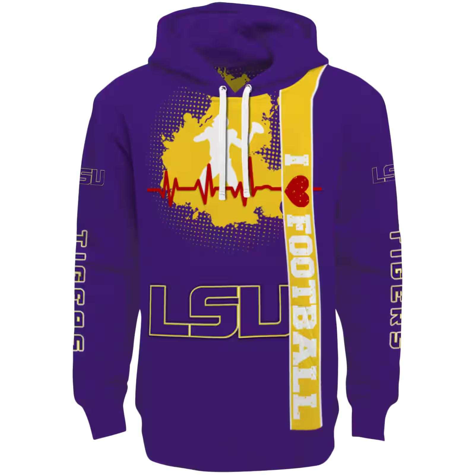 LSU Tigers Football Heartbeat Purple Hoodie