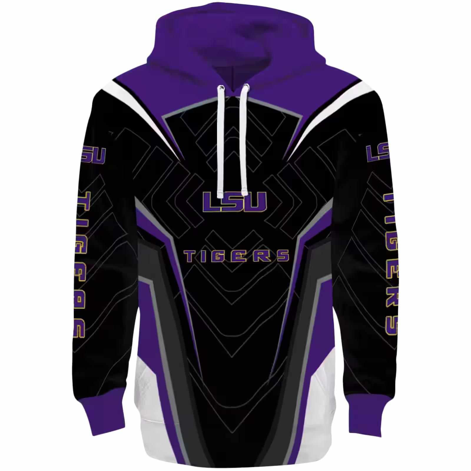 LSU Tigers Futuristic Pattern Purple Black Hoodie