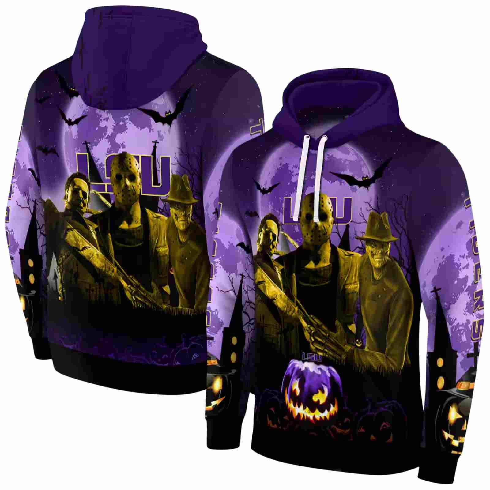 lsu tigers halloween vibes purple black hoodie fashion forward