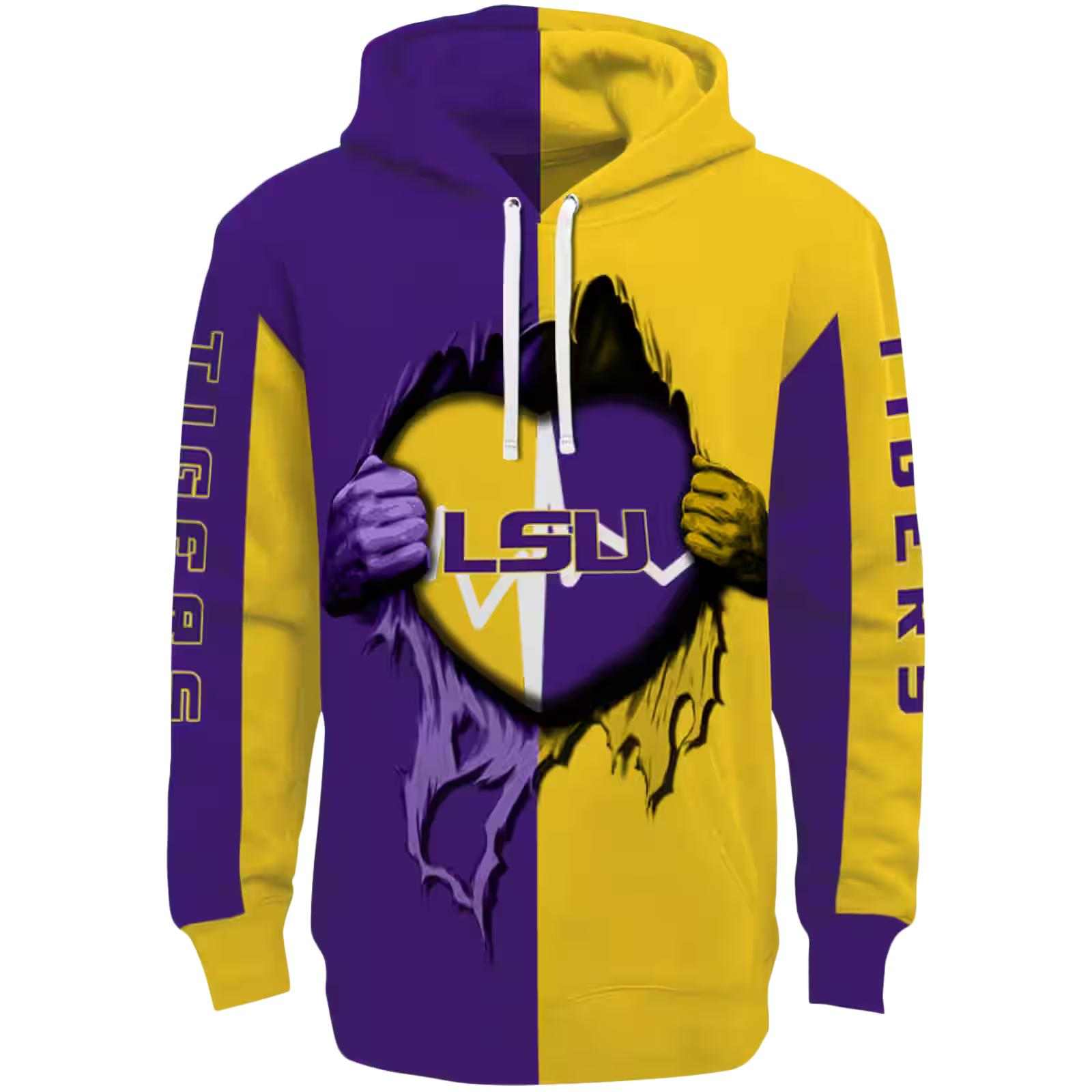 LSU Tigers Heartbeat Graphic Purple Hoodie