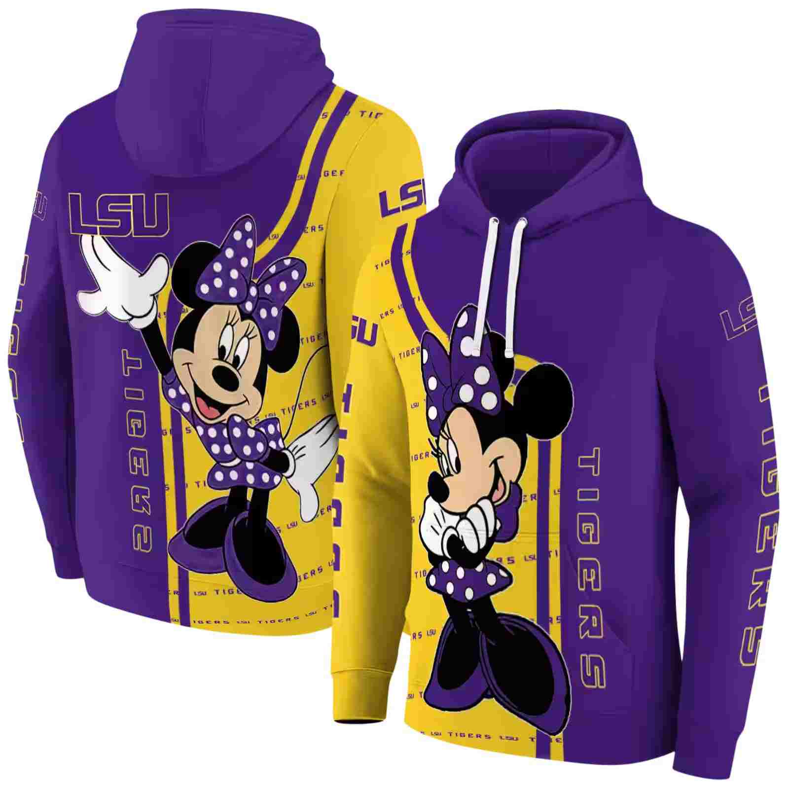 lsu tigers minnie mouse purple hoodie fashion forward