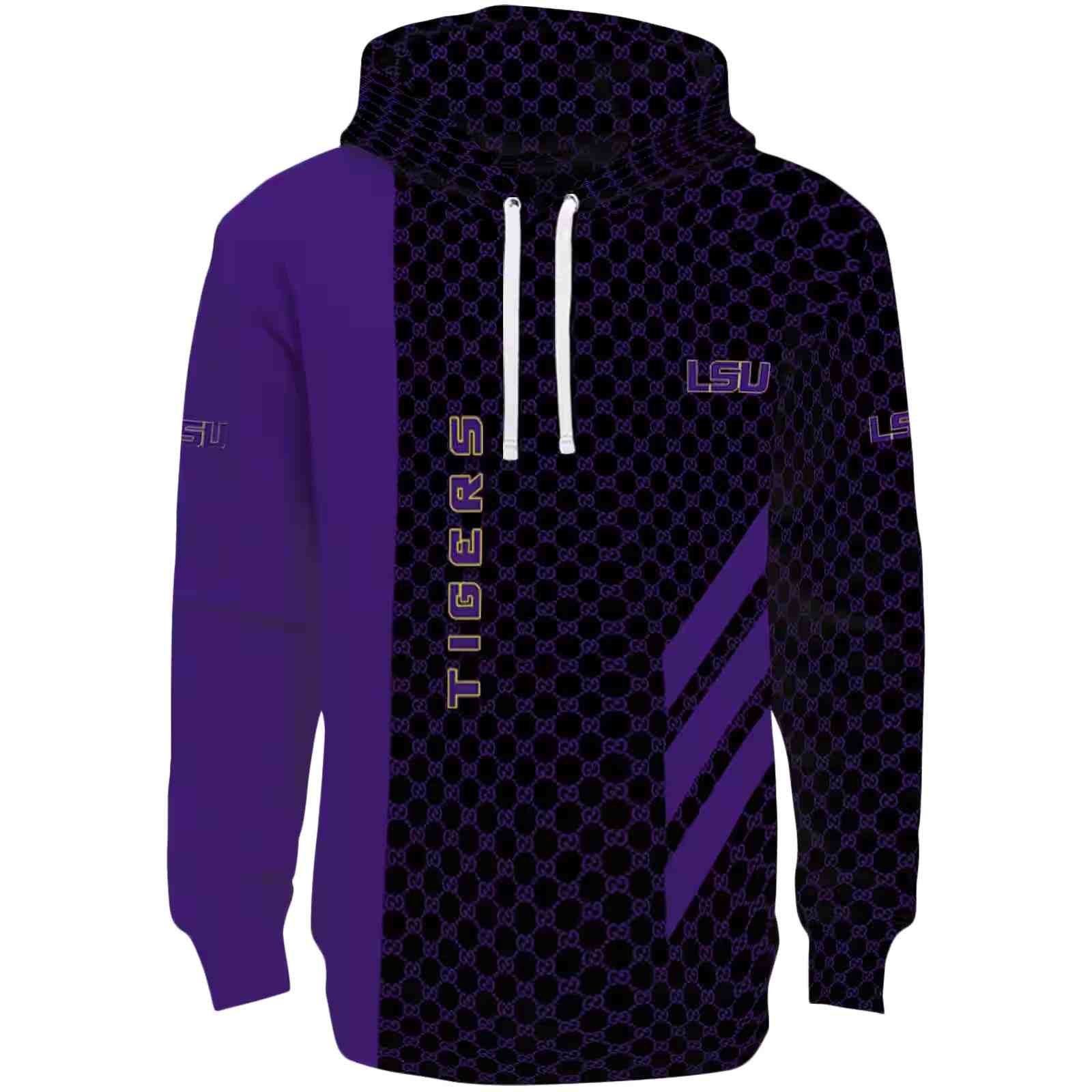 LSU Tigers Monogram Pattern Purple Hoodie