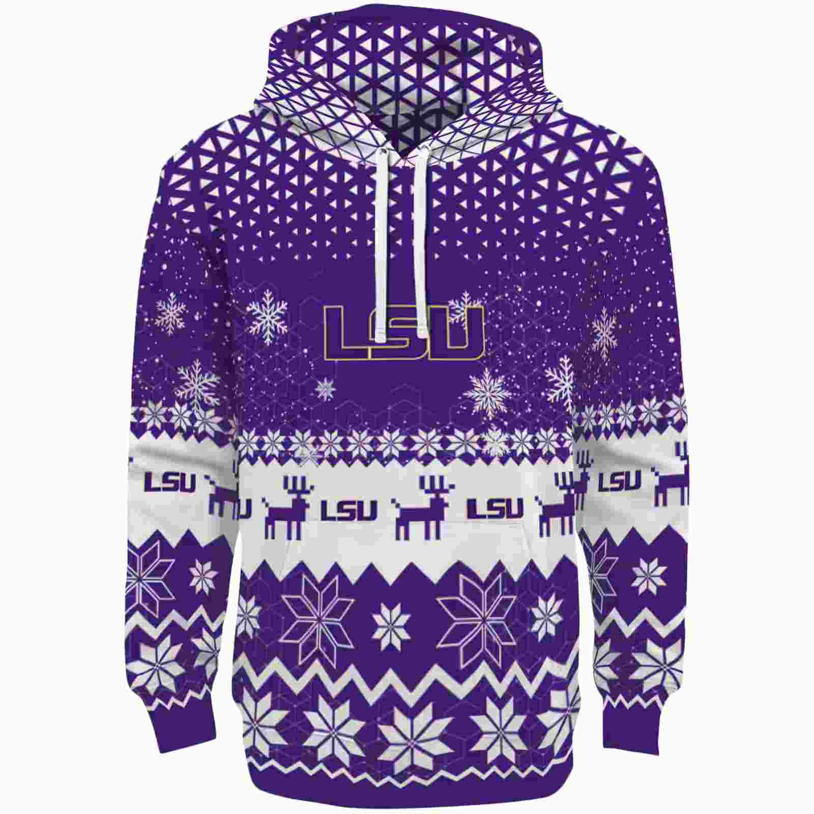 LSU Tigers Reindeer Motif Purple Hoodie