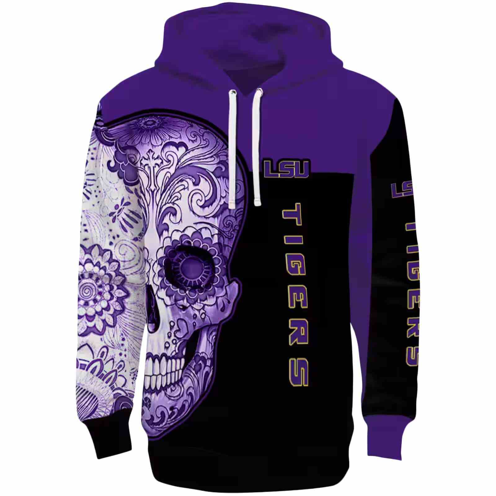 LSU Tigers Sugar Skull Purple Black Hoodie