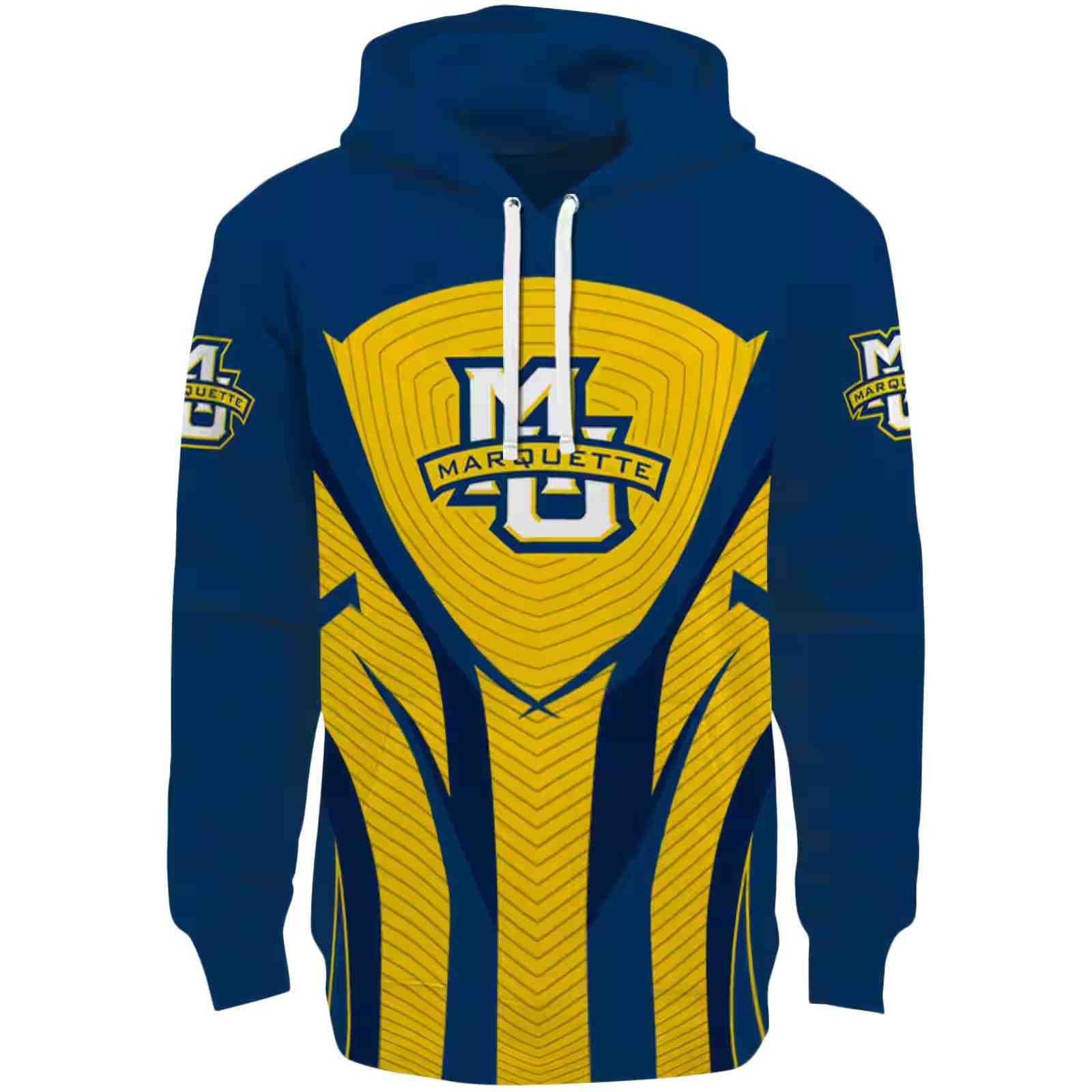 Marquette Golden Eagles Concentric Lines Blue Black Hoodie