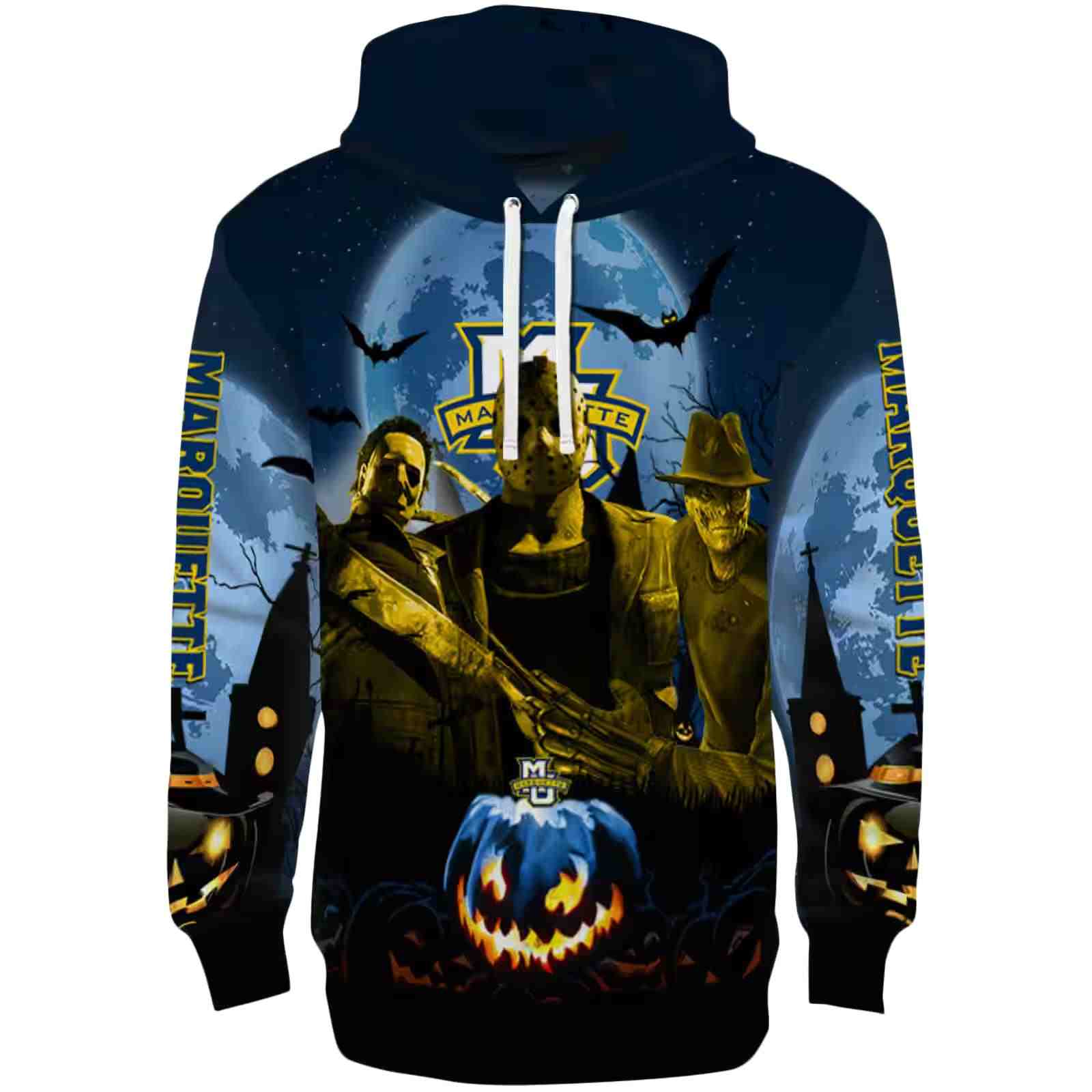 Marquette Golden Eagles Halloween Vibes Blue Black Hoodie